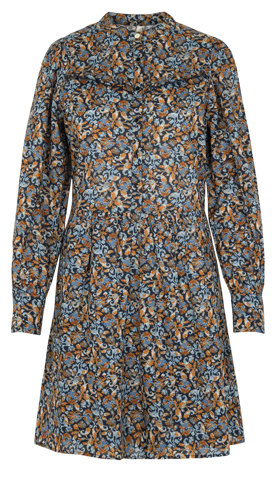 Robe courte imprimée col rond Bleu