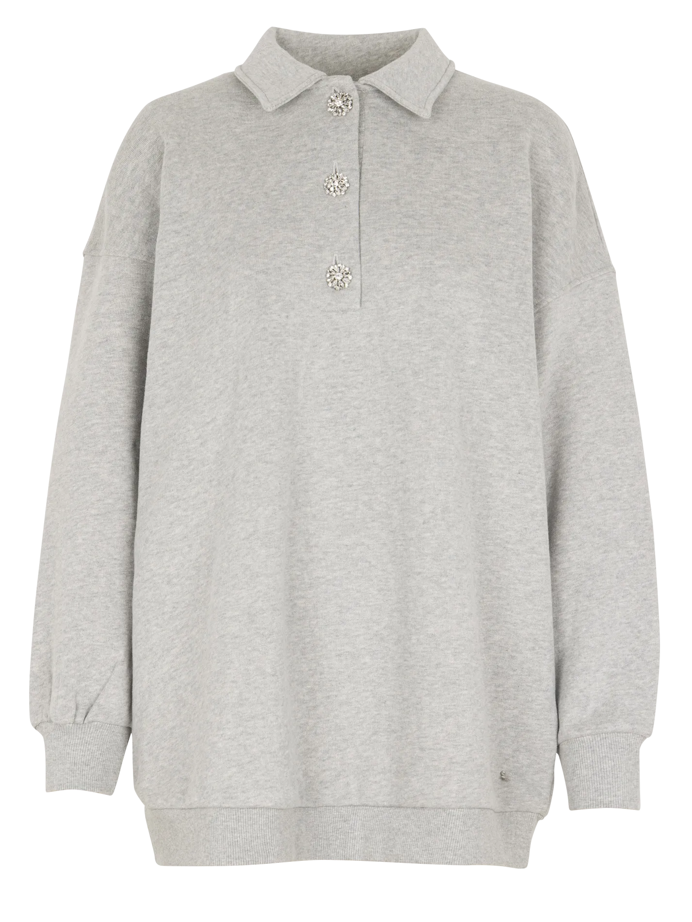 Sweat ample uni à boutons décoratifs Gris JOYCE