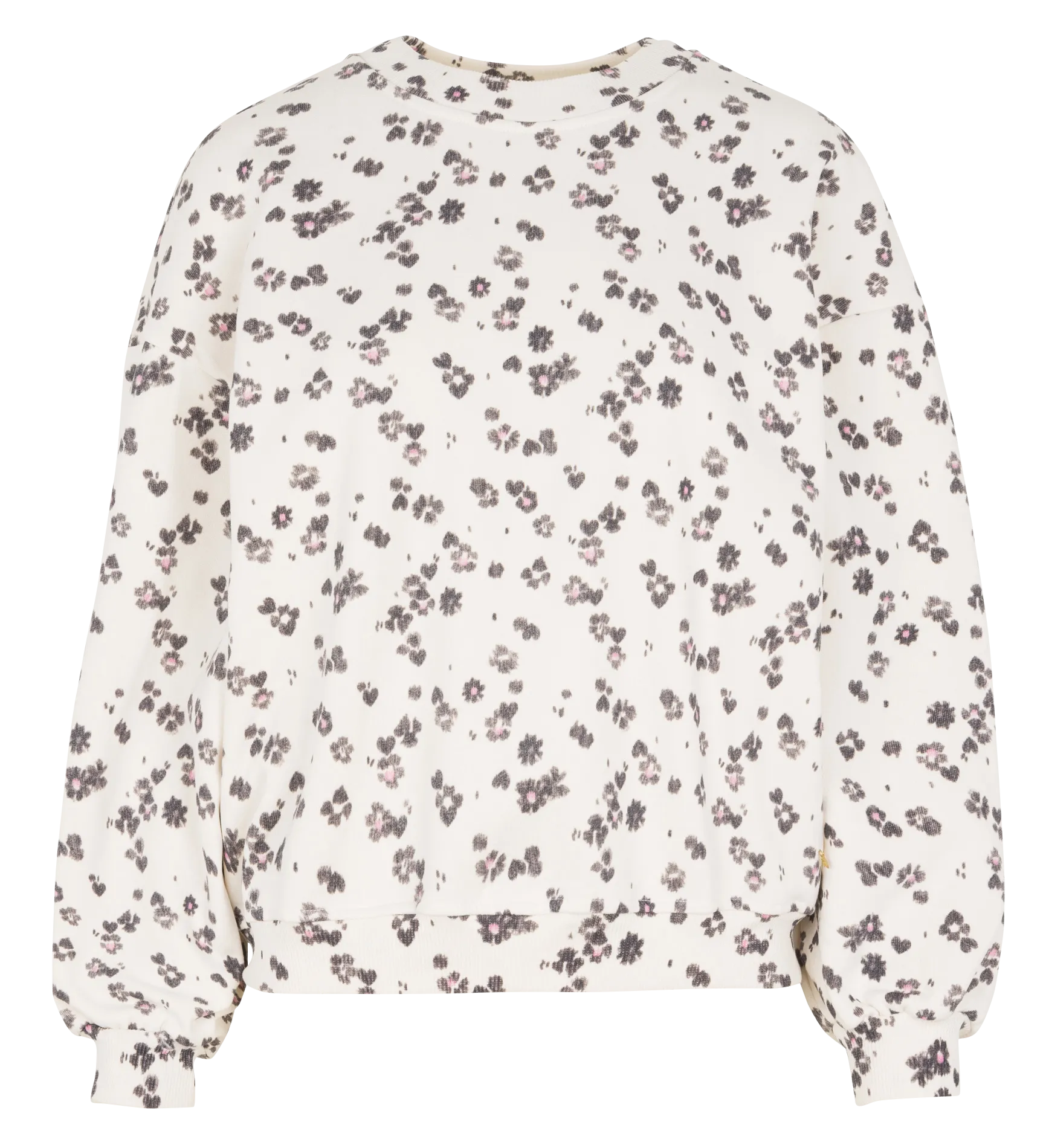 Sweat oversize col rond imprimé fleuri en coton Blanc JACINTHE