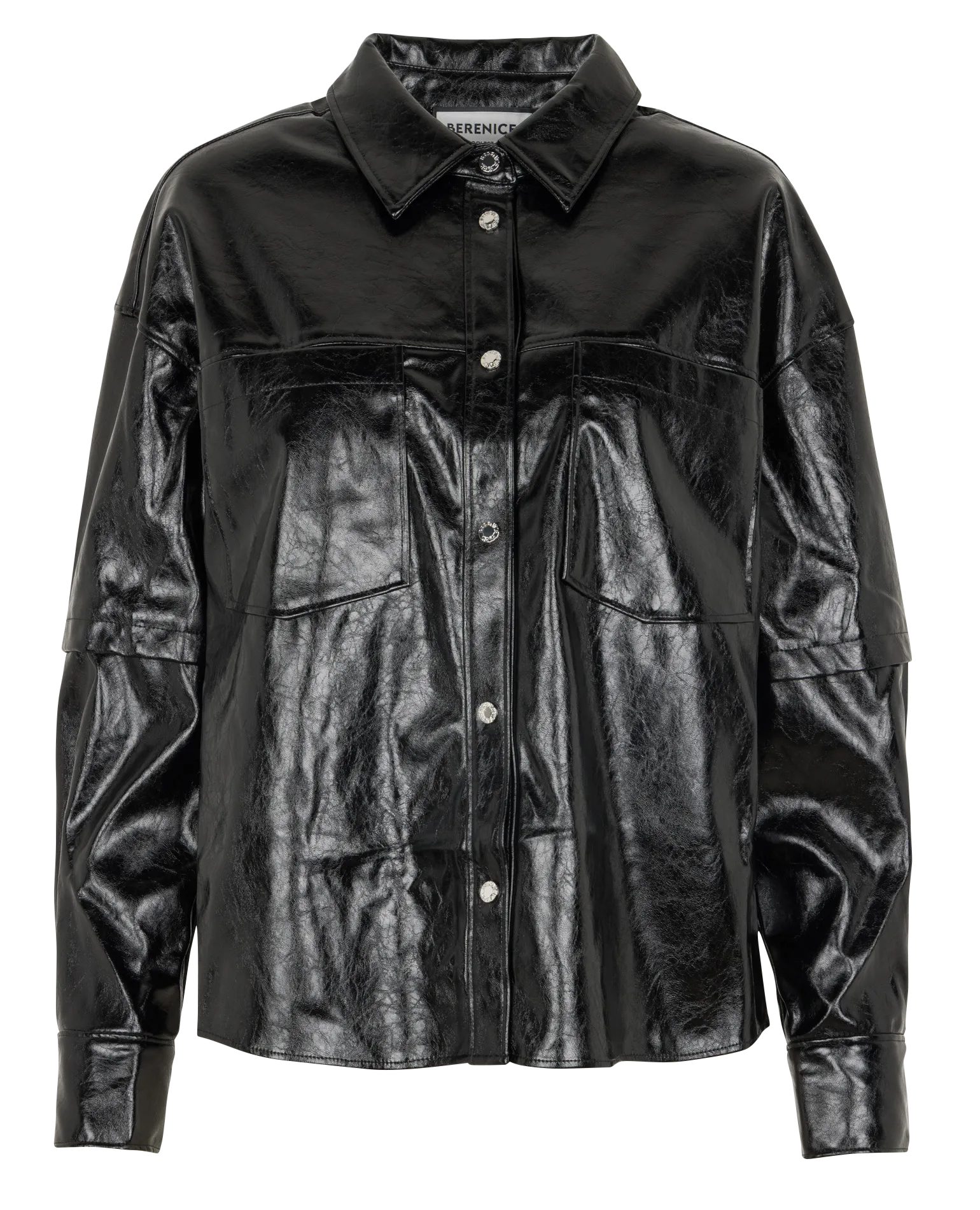 Surchemise droite col classique enduite Noir CARSONA