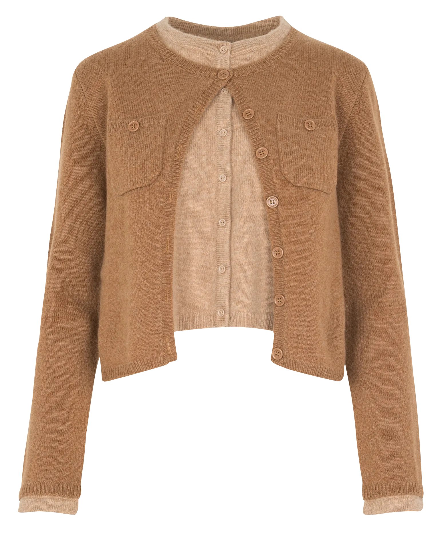 Gilet col rond en laine et en cachemire mélangés Beige MYGIGI