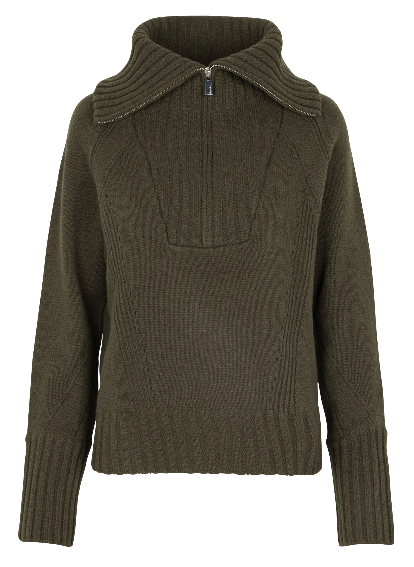 Pull droit col roulé en laine ajourée Kaki MANNSOFIA