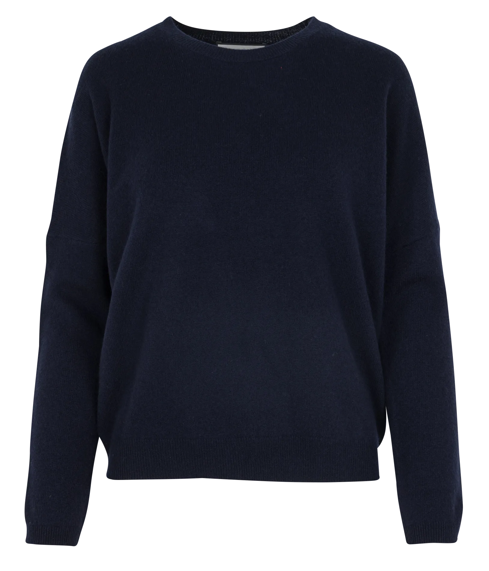 Pull ample col rond jacquard en laine et cachemire Bleu MAPOLONIA