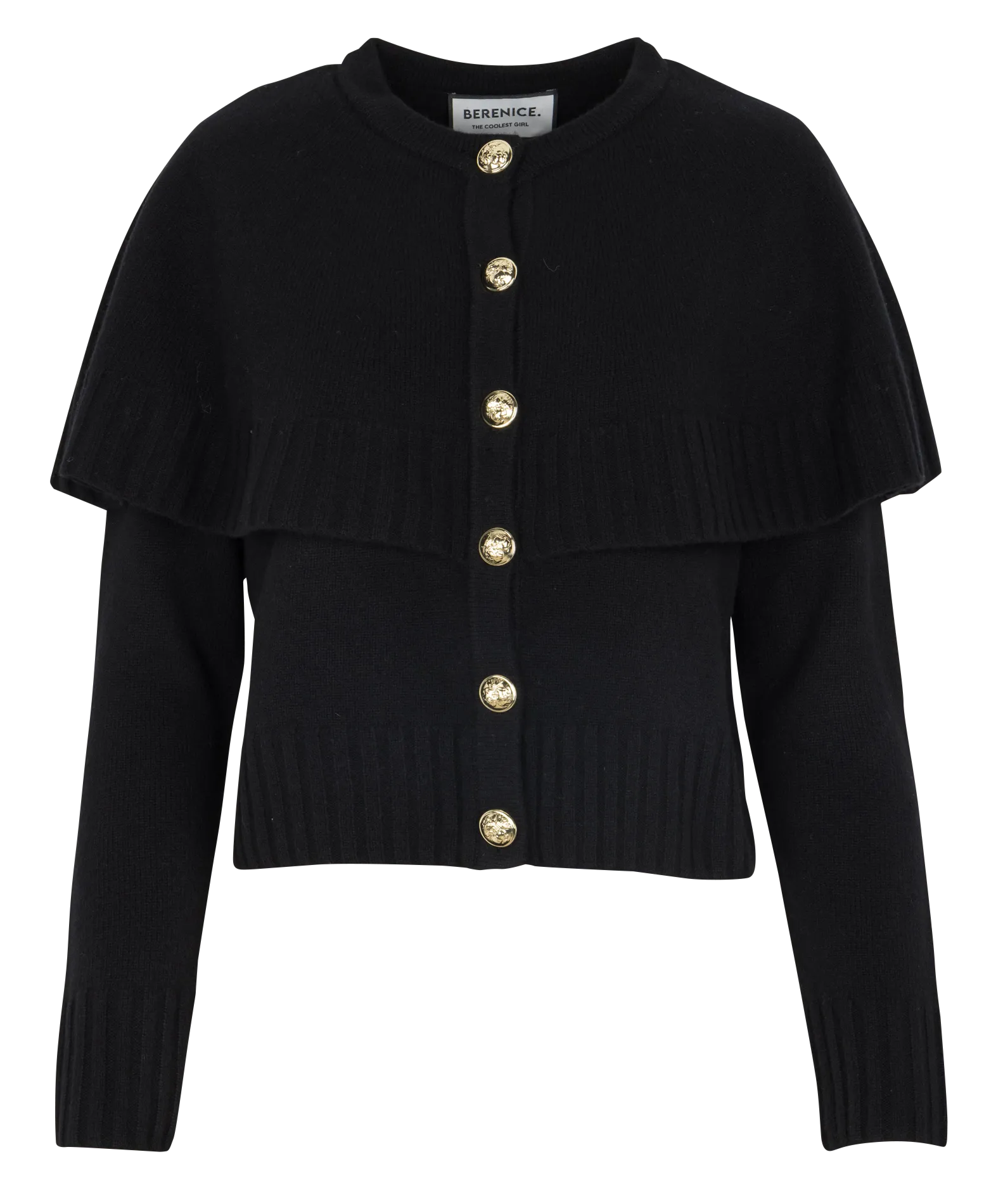 Gilet col rond en laine Noir MILLICENT