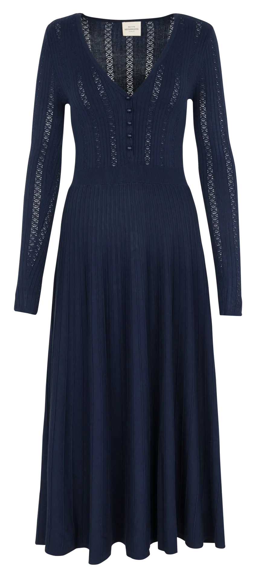Robe midi décolleté v Bleu REDNA