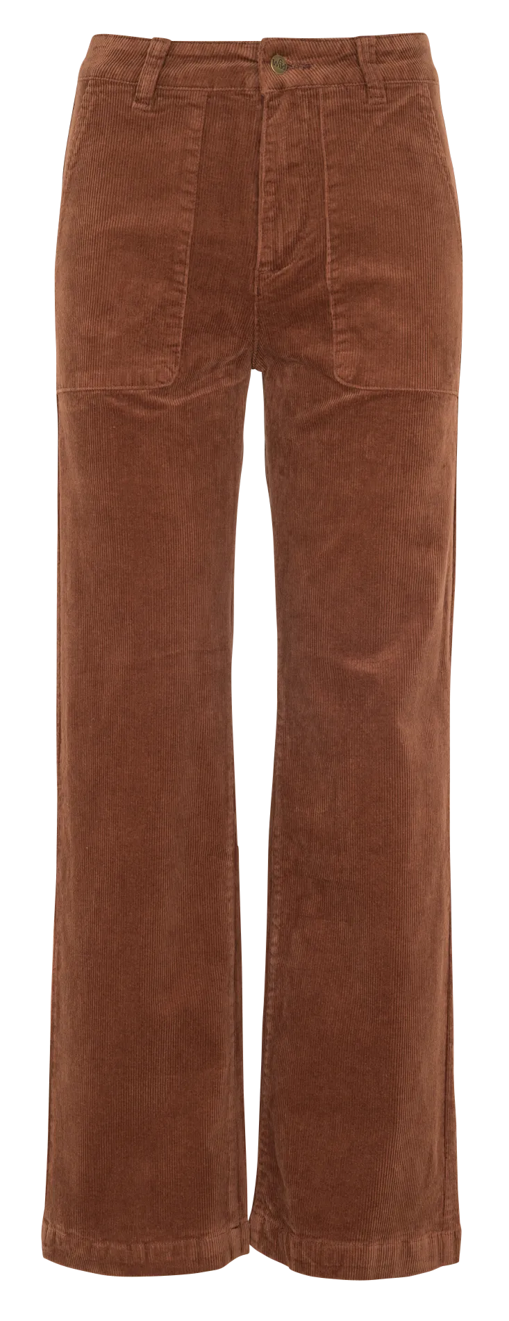 Pantalon taille haute droit en velours côtelé Marron WILLIAM