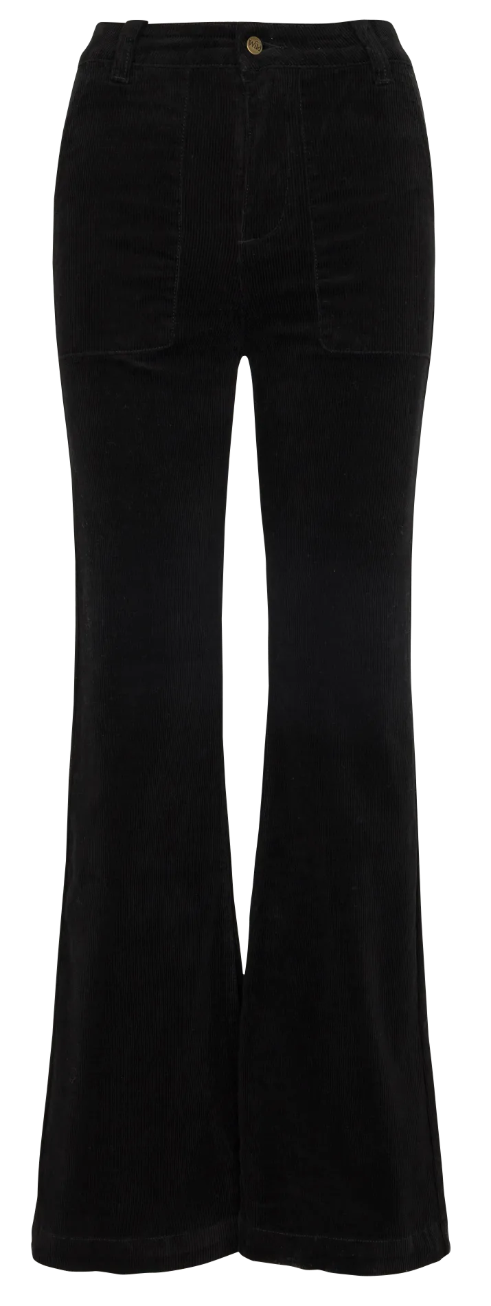 Pantalon taille haute en velours côtelé Noir ELISABETH