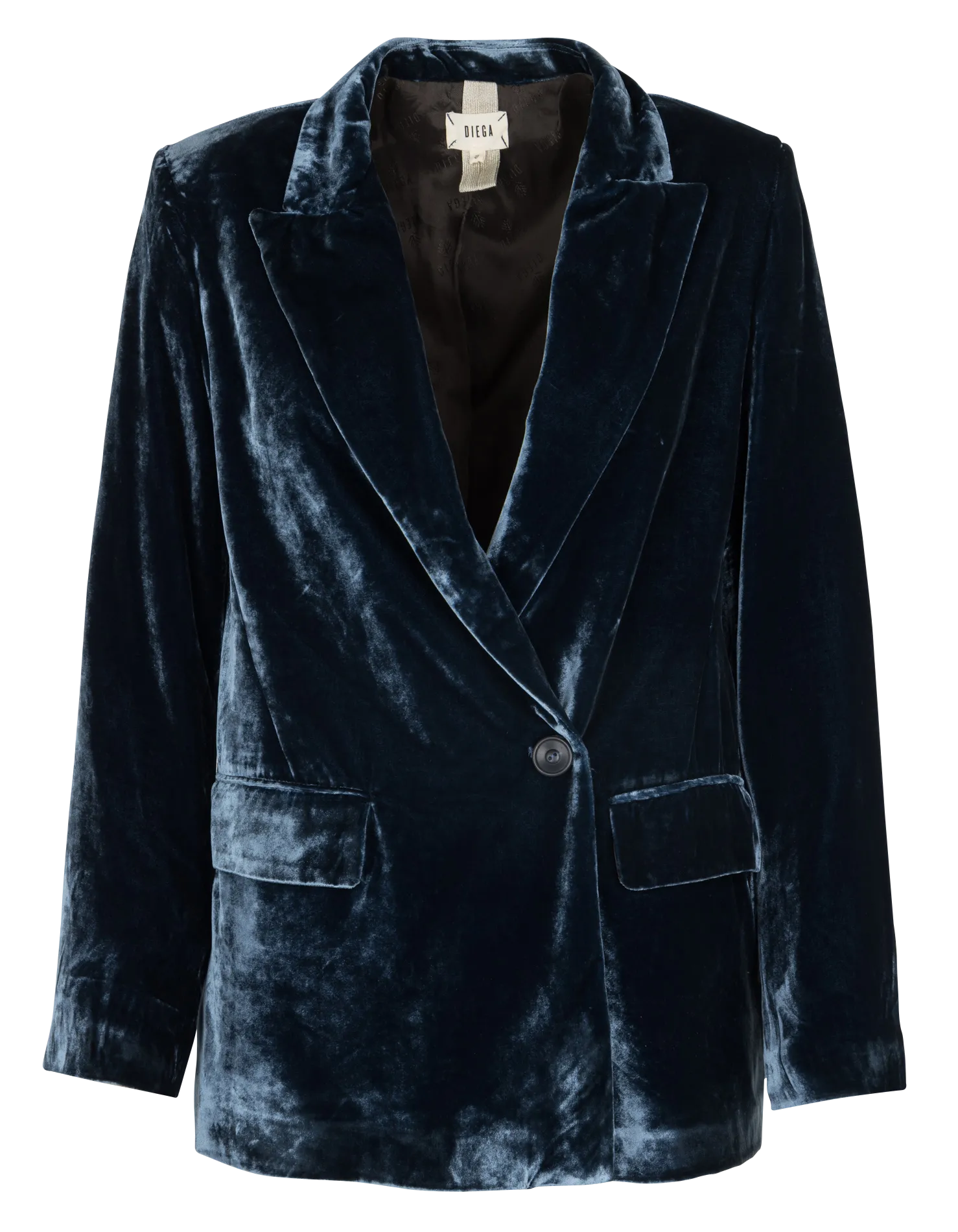 Veste ajustée col tailleur en velours Bleu VIAREGIO