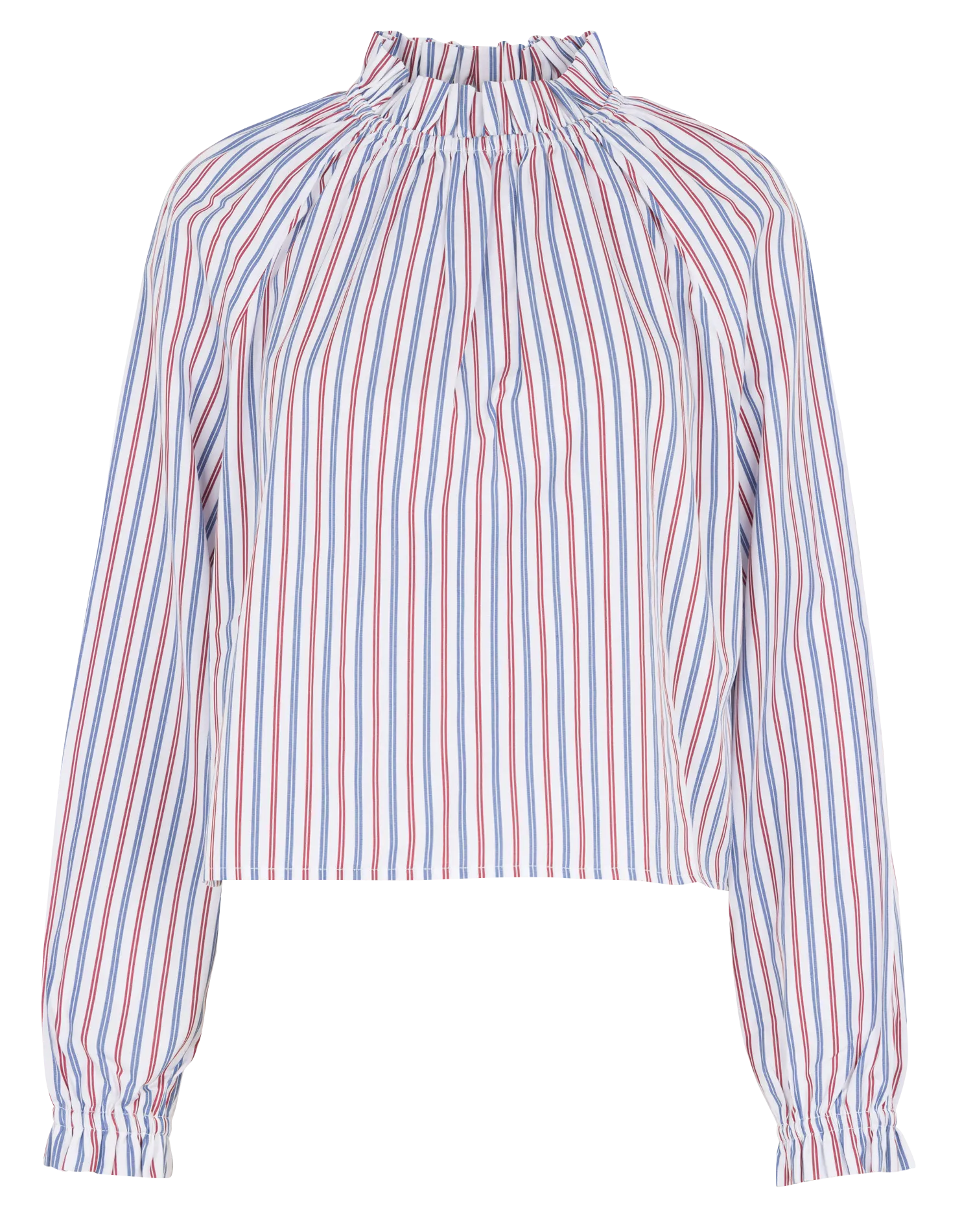 Blouse ample col victorien en coton Multicolore