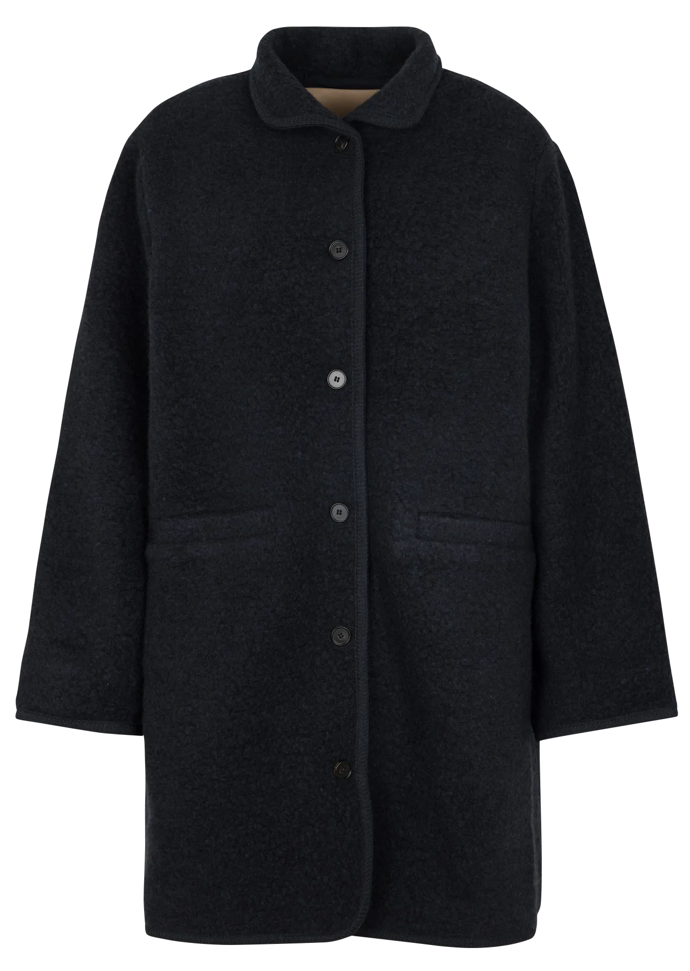 Manteau col montant en laine mélangée Bleu CEDAR