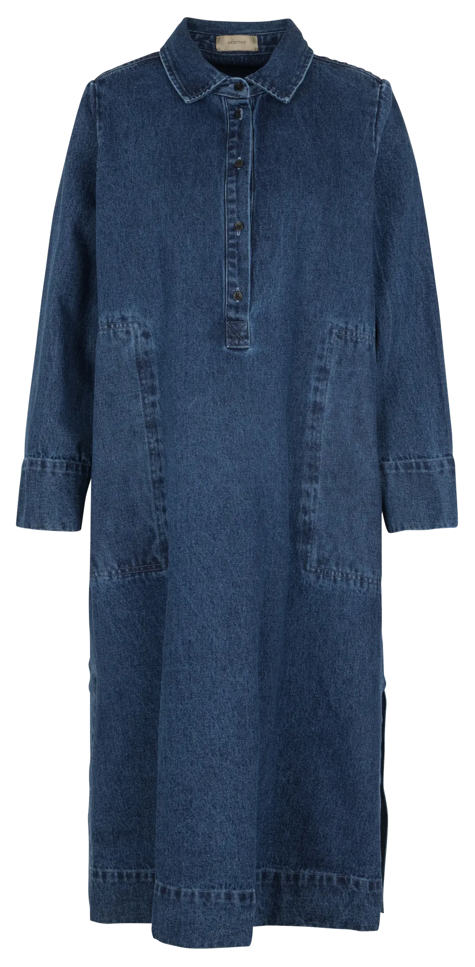Robe midi col classque en denim Bleu DABRIA