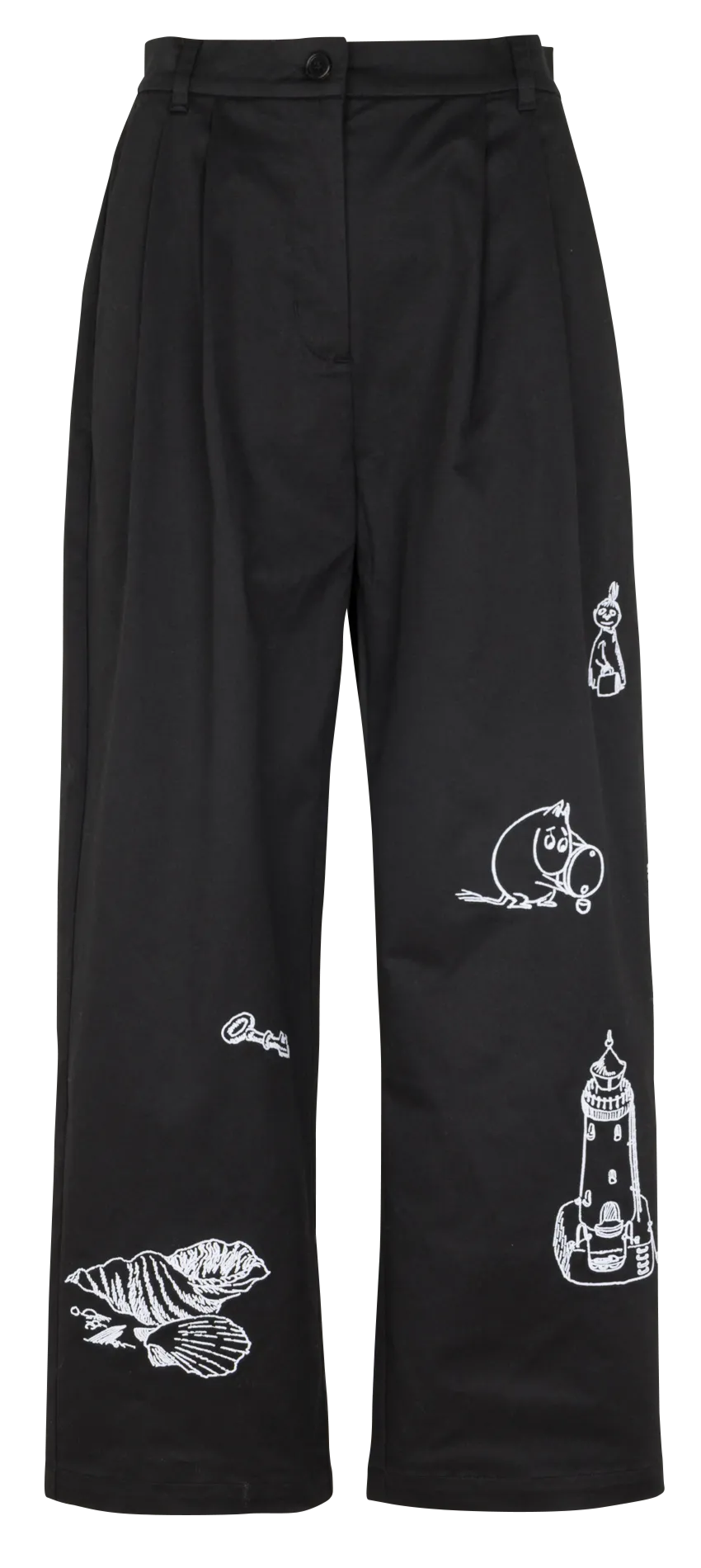 Pantalon lare en coton mélangé Noir PRUDIE MOOMIN