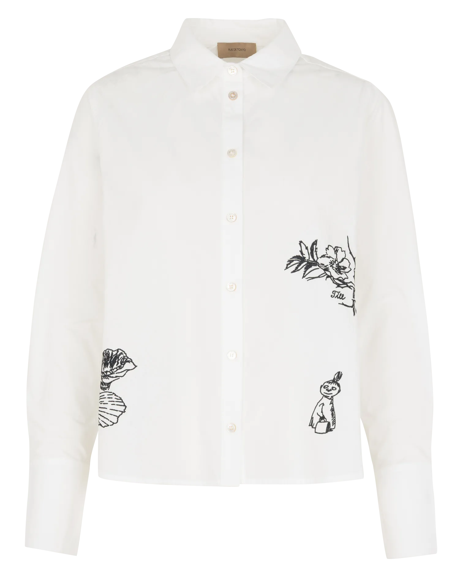 Chemise ample col classique brodée en coton Blanc SYLINA MOOMIN