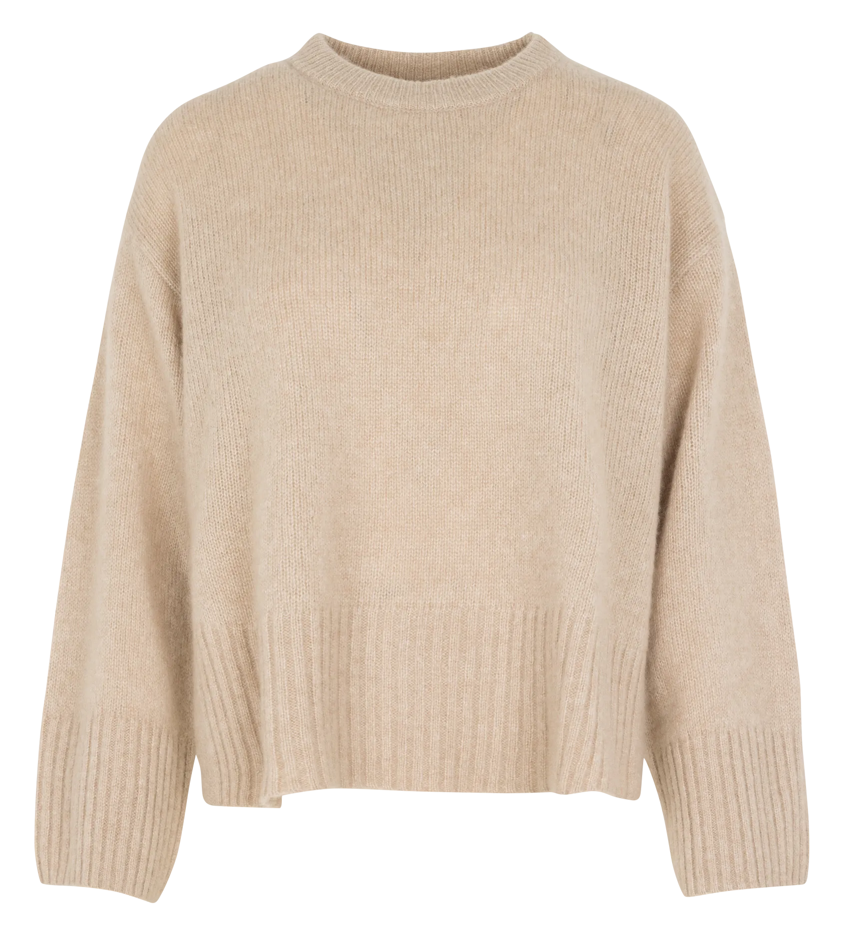 Pull ample col rond en cachemire et soie Beige KATH