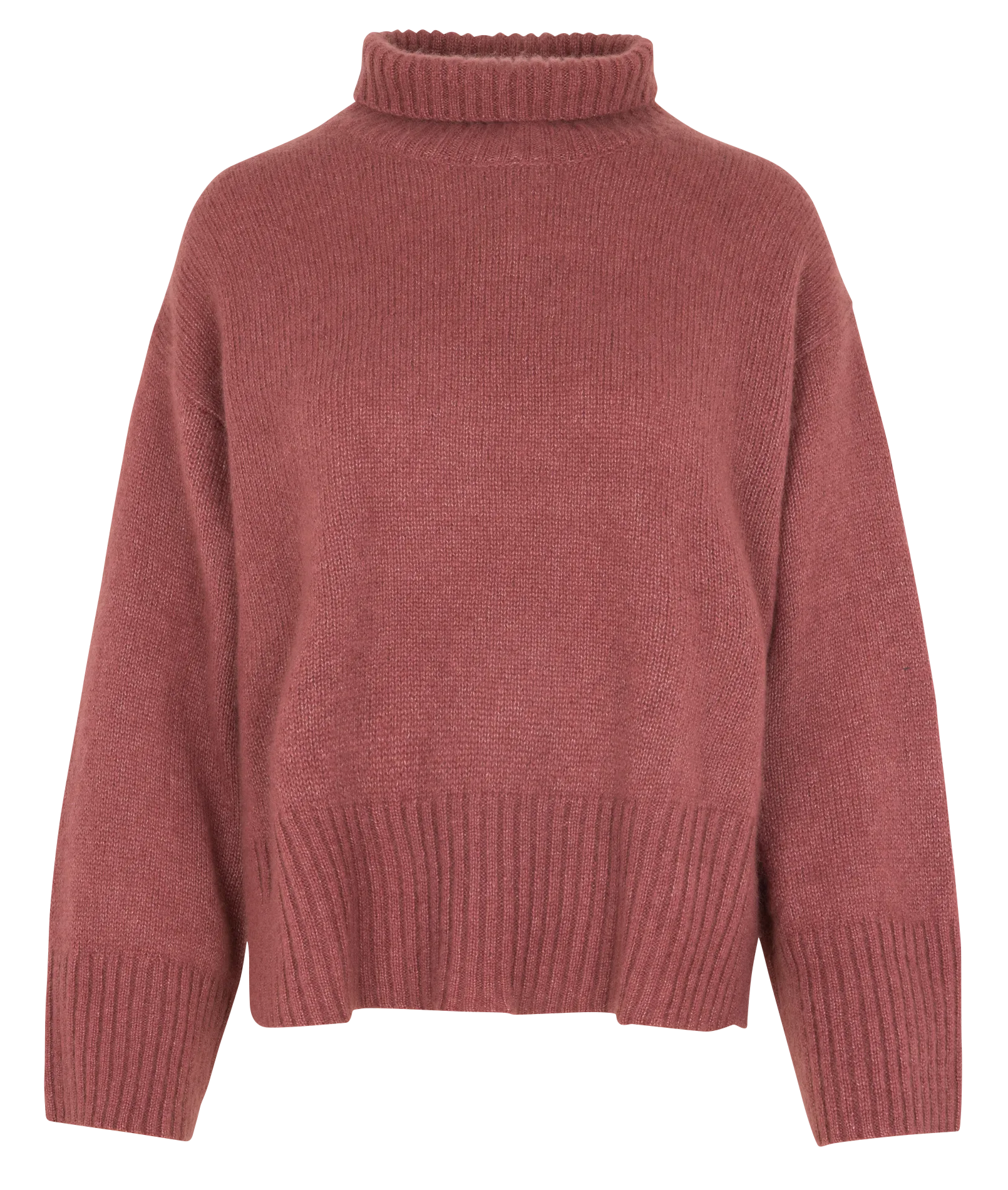 Pull ample col montant en cachemire et soie Rose KLARA