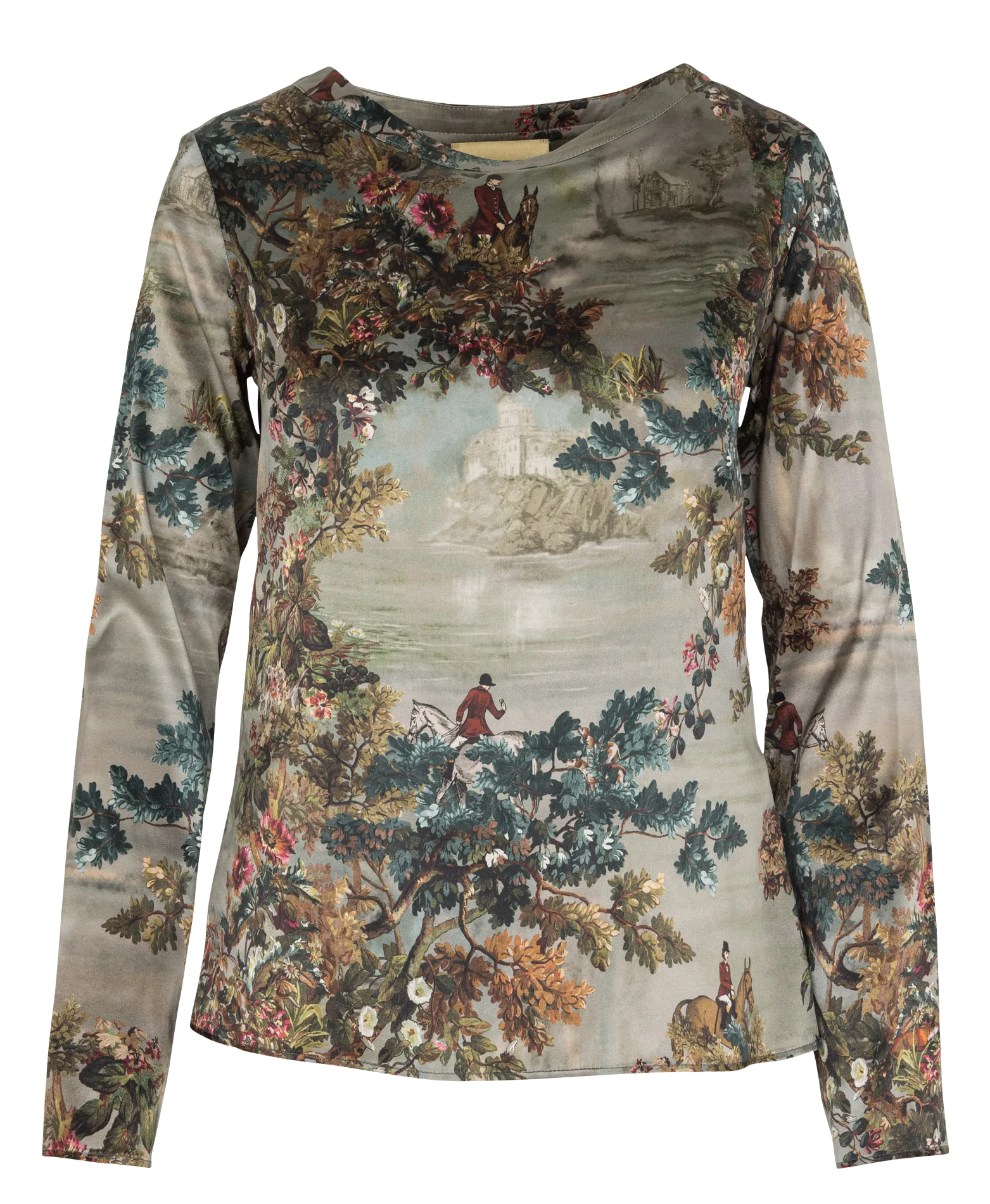 Top col rond en soie mélangé Multicolore SYLVIA