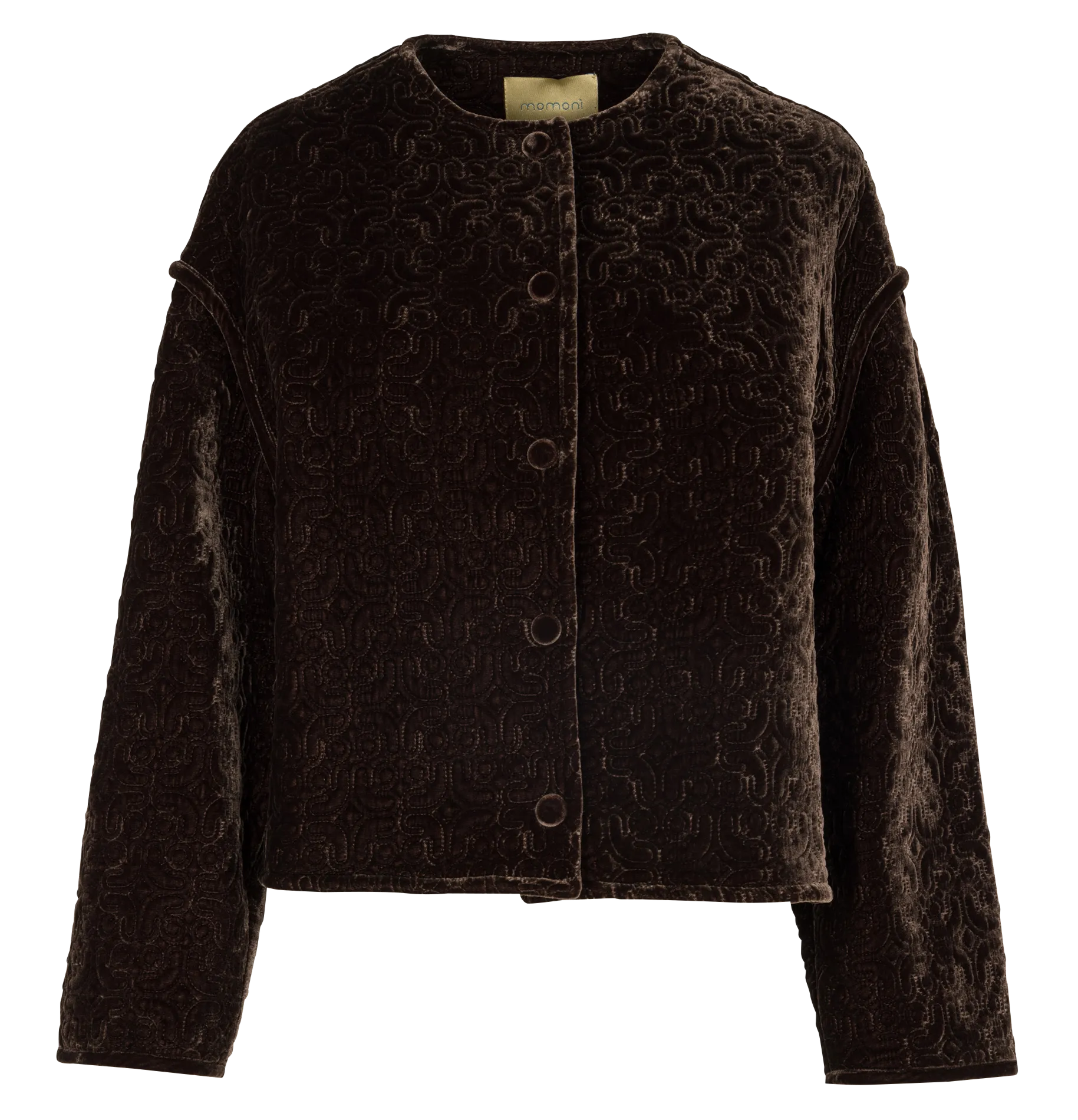 Veste col rond en velours matellasé Marron CRANBERRY