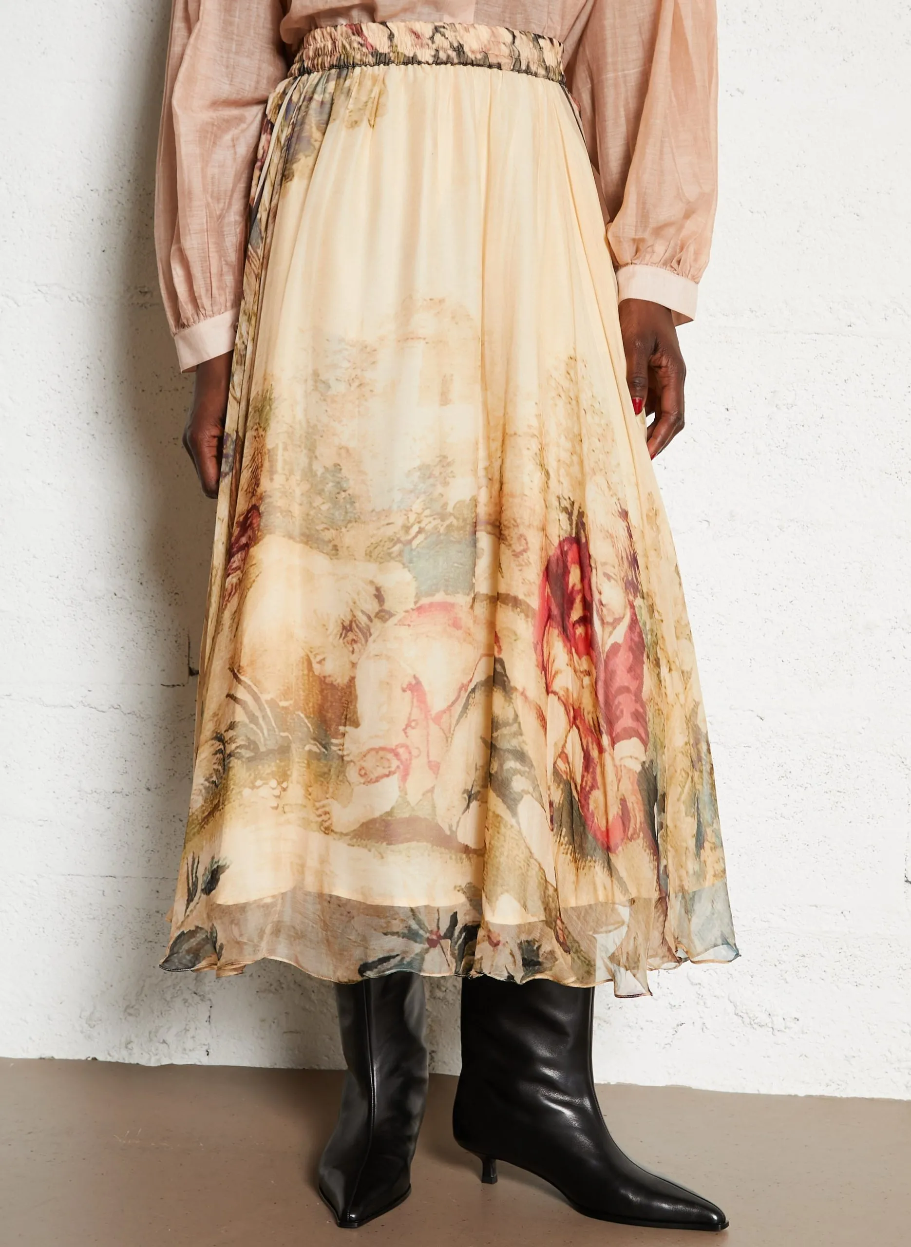 Jupe midi évasée imprimée Multicolore AVERLY