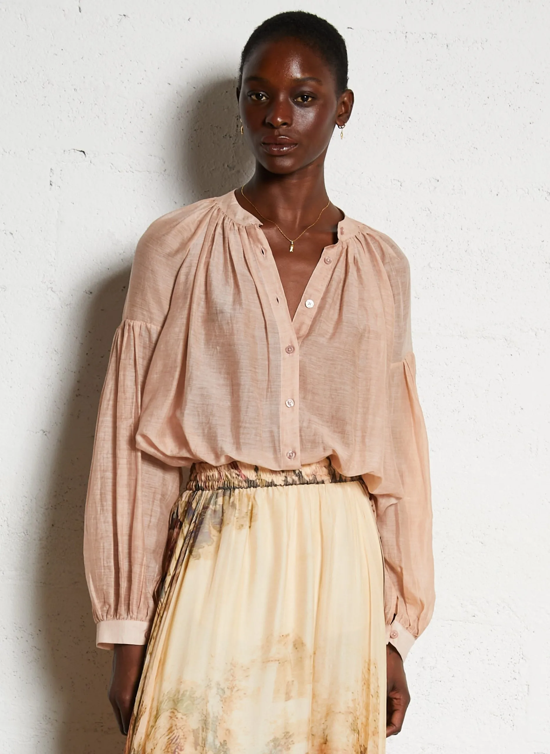 Blouse ample en coton et soie Rose CULTURE