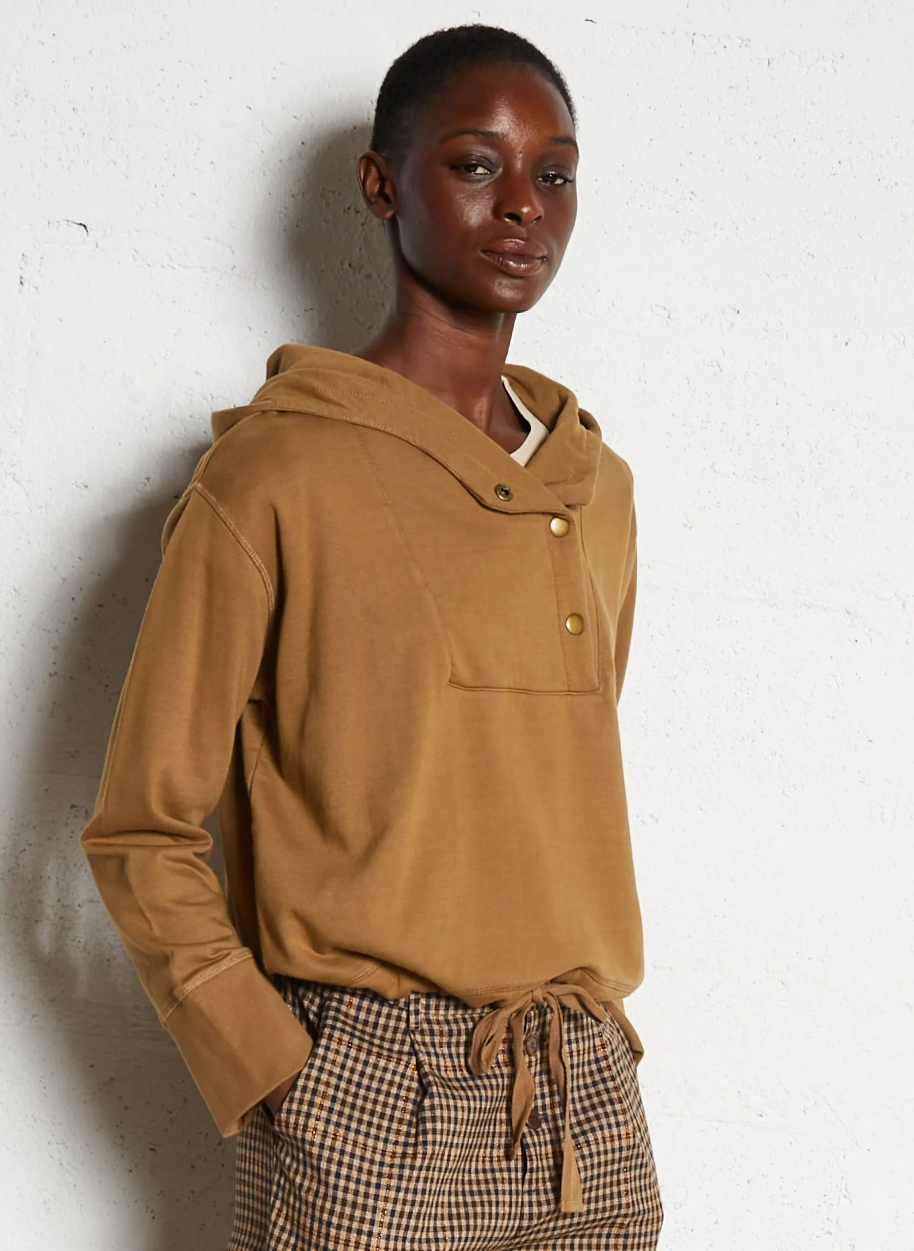 Sweat en coton à capuche Marron SAUL