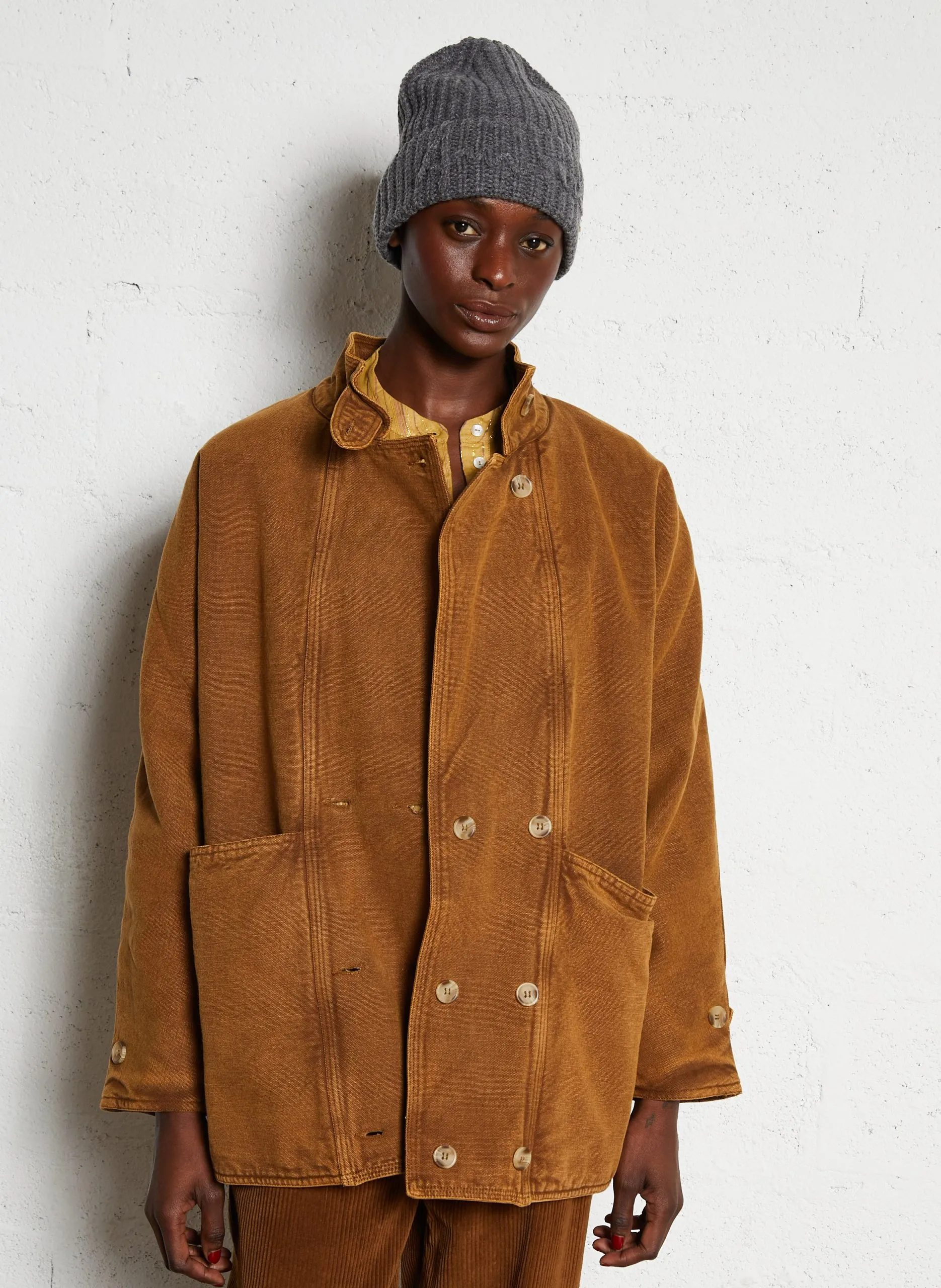 Manteau en denim col montant Marron VIKTOR