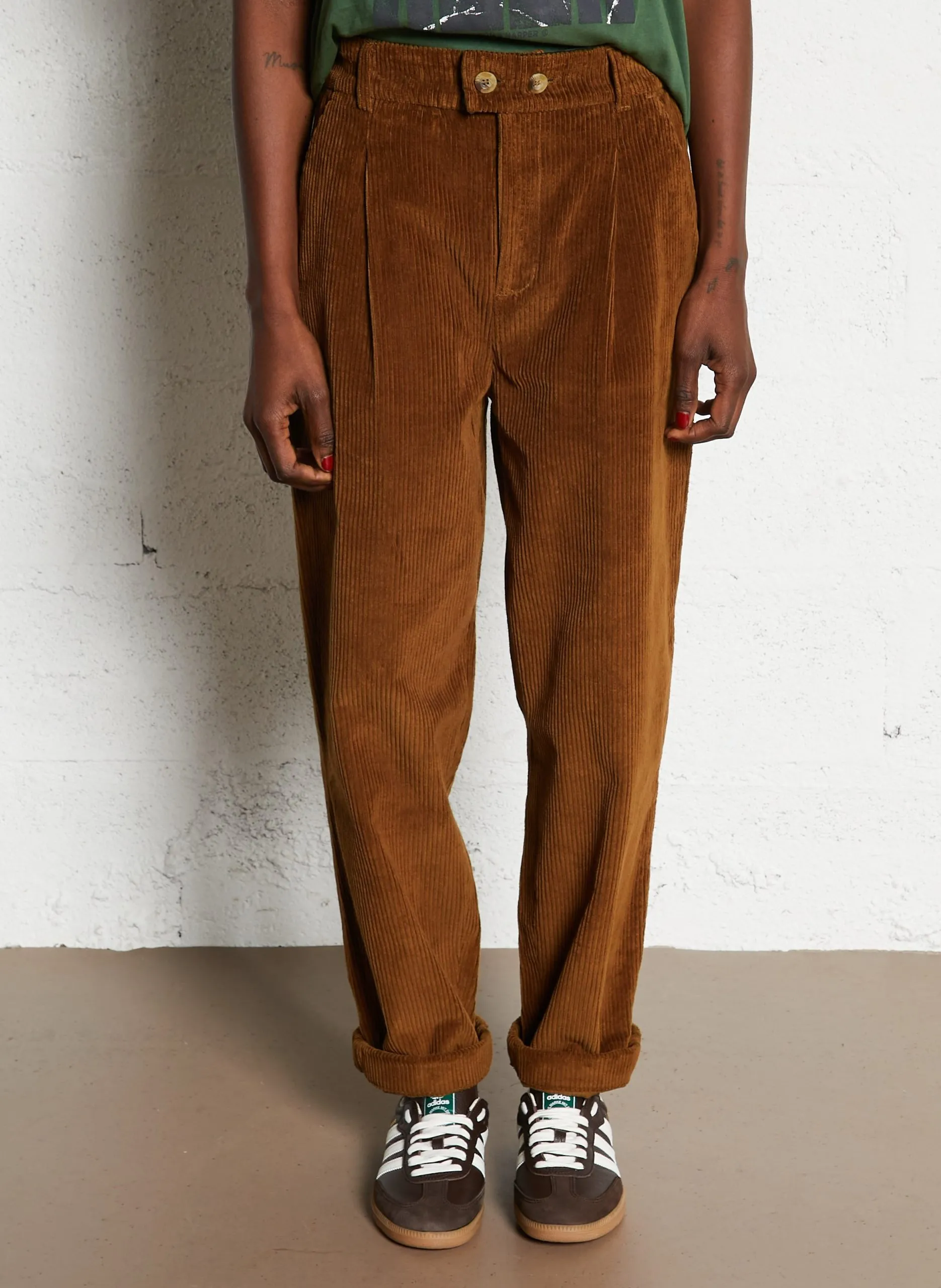 Pantalon droit en coton bio Marron PROM