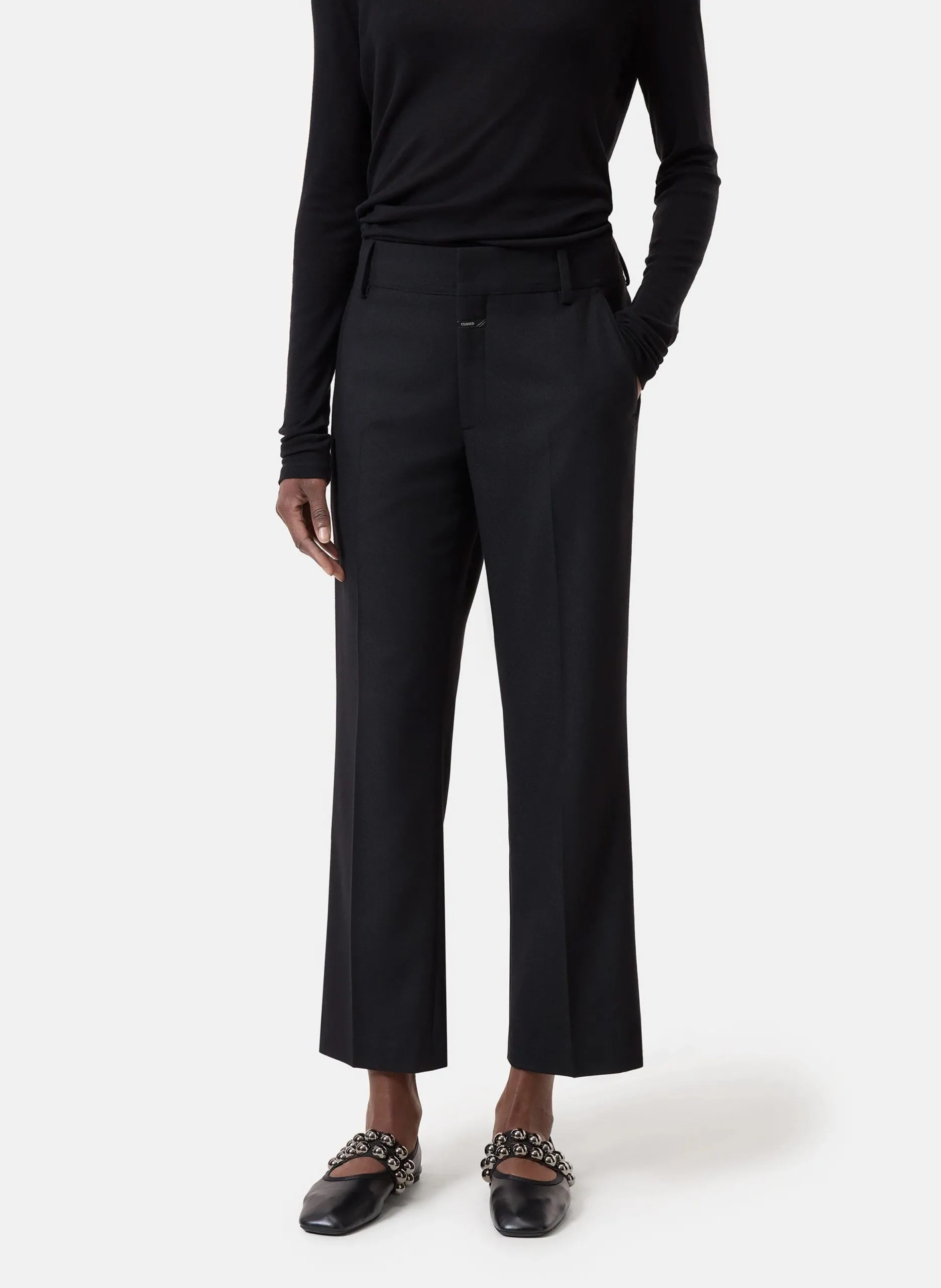 Pantalon droit cropped Noir SERANDON