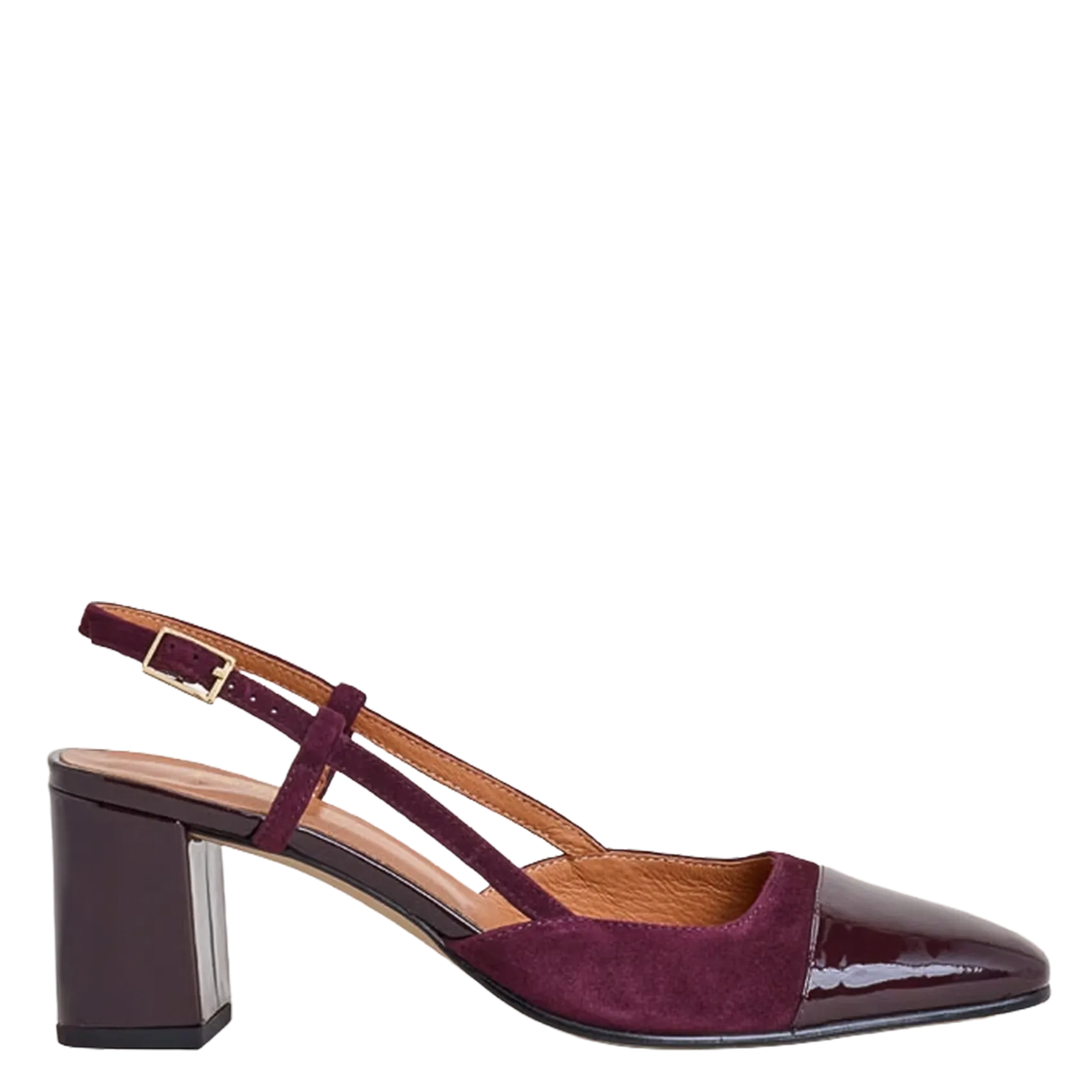 Slingbacks en cuir bi-matière Rouge DHAPOP