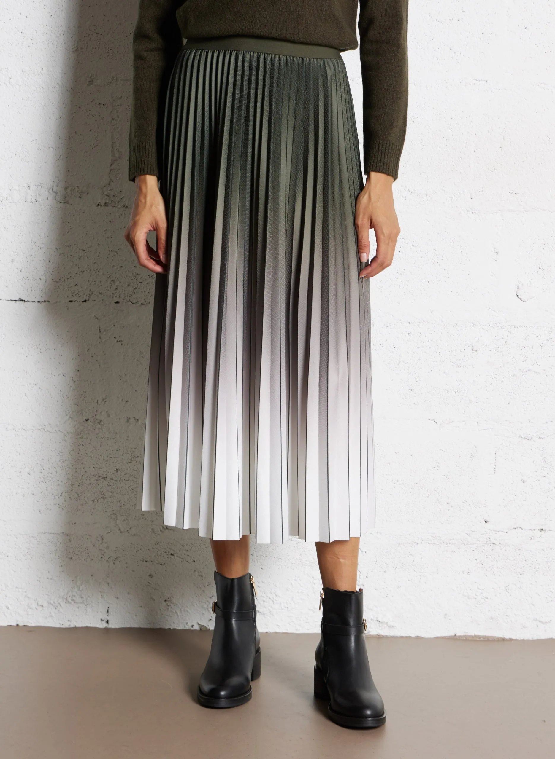 Jupe midi plissée Kaki DARCY