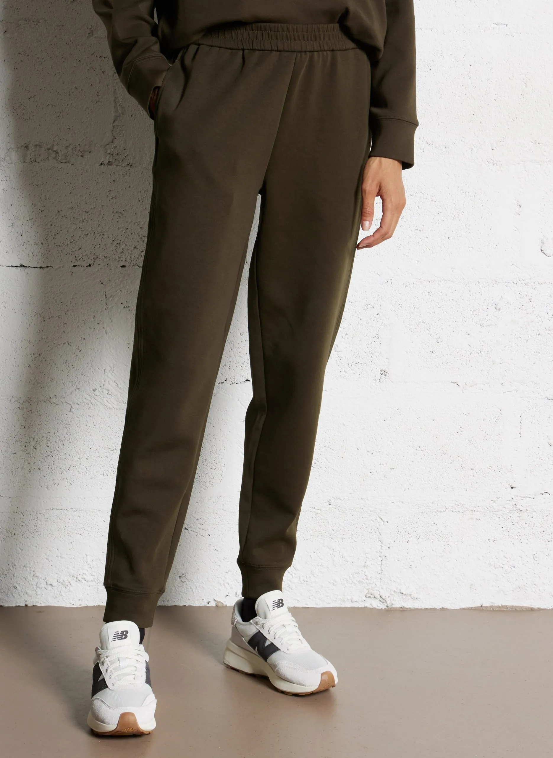 Jogging droit en coton mélangé Kaki MAUD