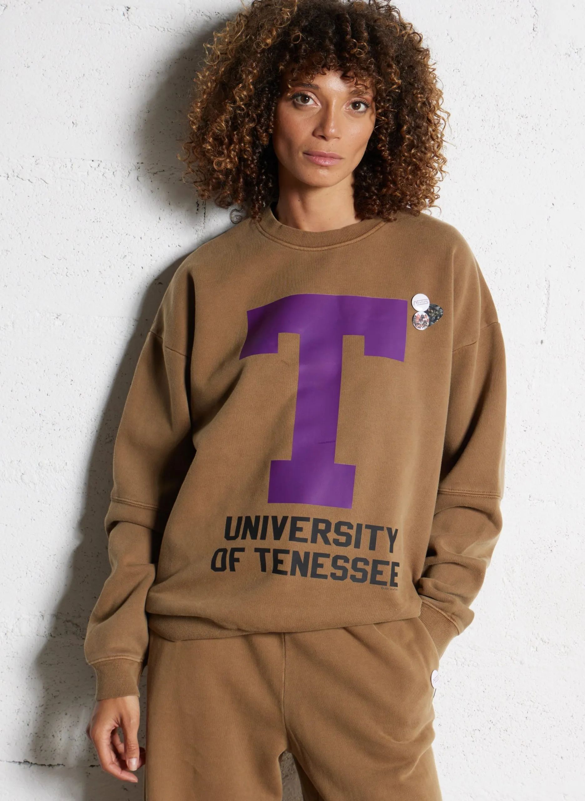 Sweat droit sérigraphié en coton mélangé Marron SWRLETT