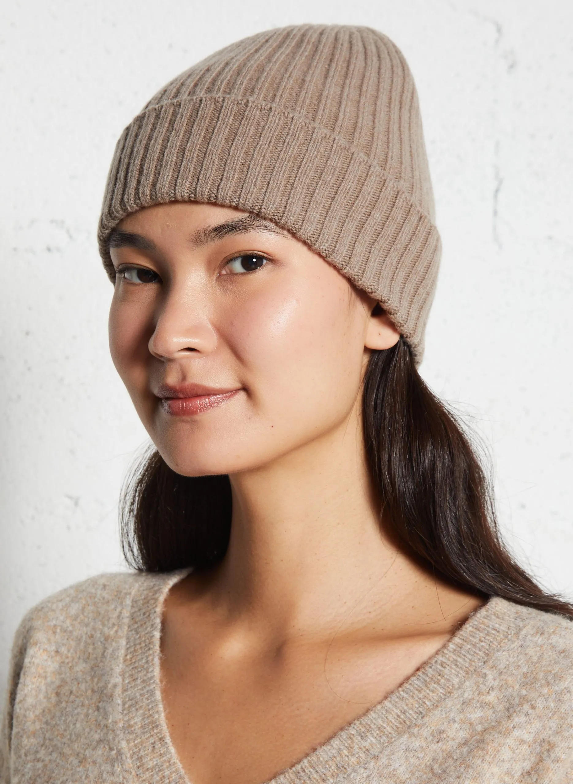 Bonnet en laine et cachemire Marron