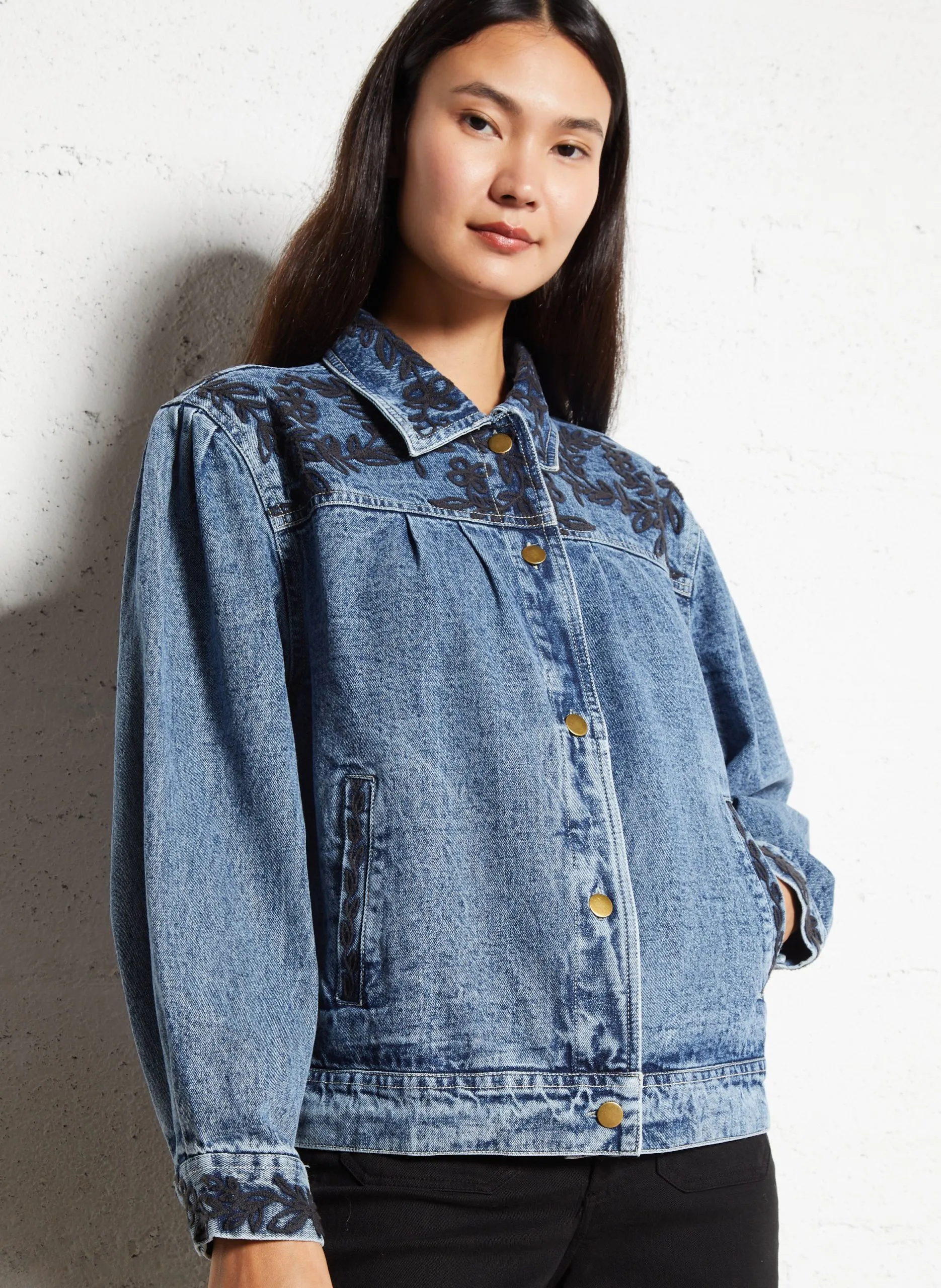 Veste col classique en denim de coton Bleu RODEO WESLEY