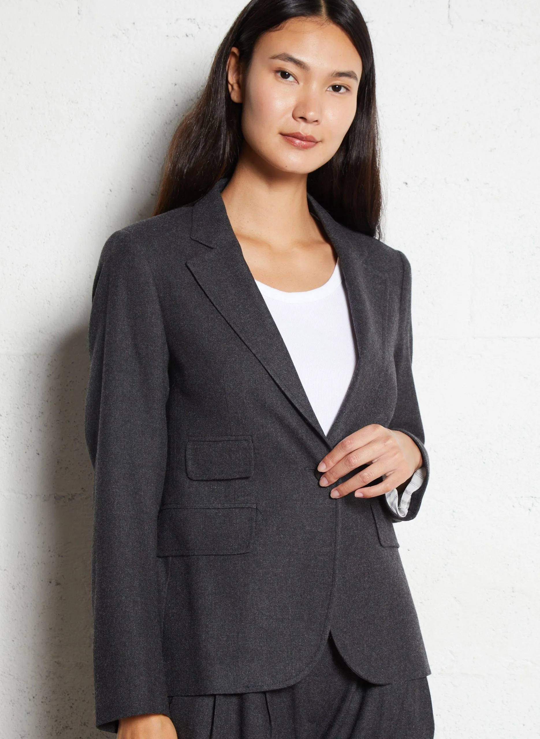 Veste ajustée col tailleur Gris VILANO