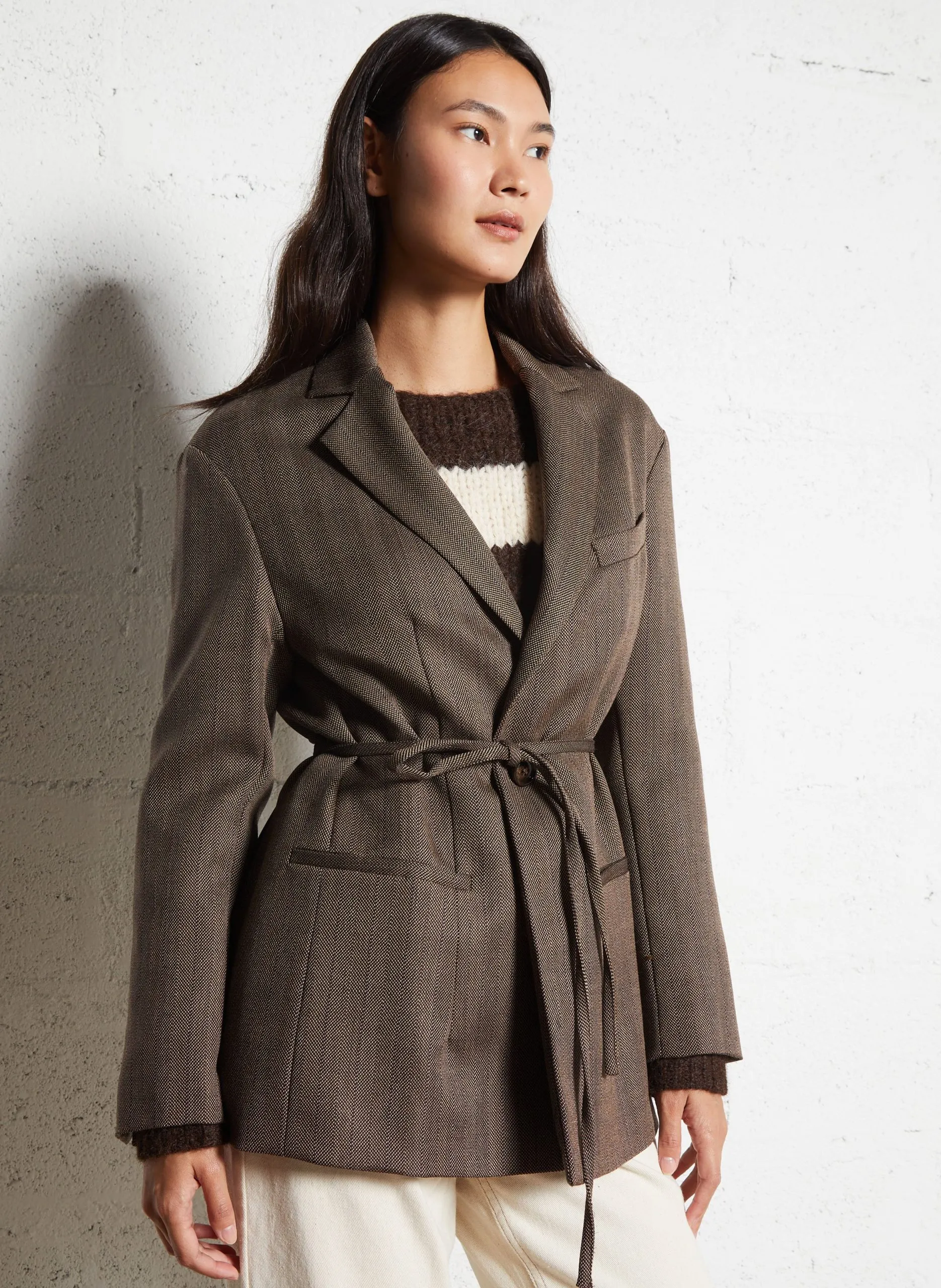 Veste de tailleur en laine Marron FIN