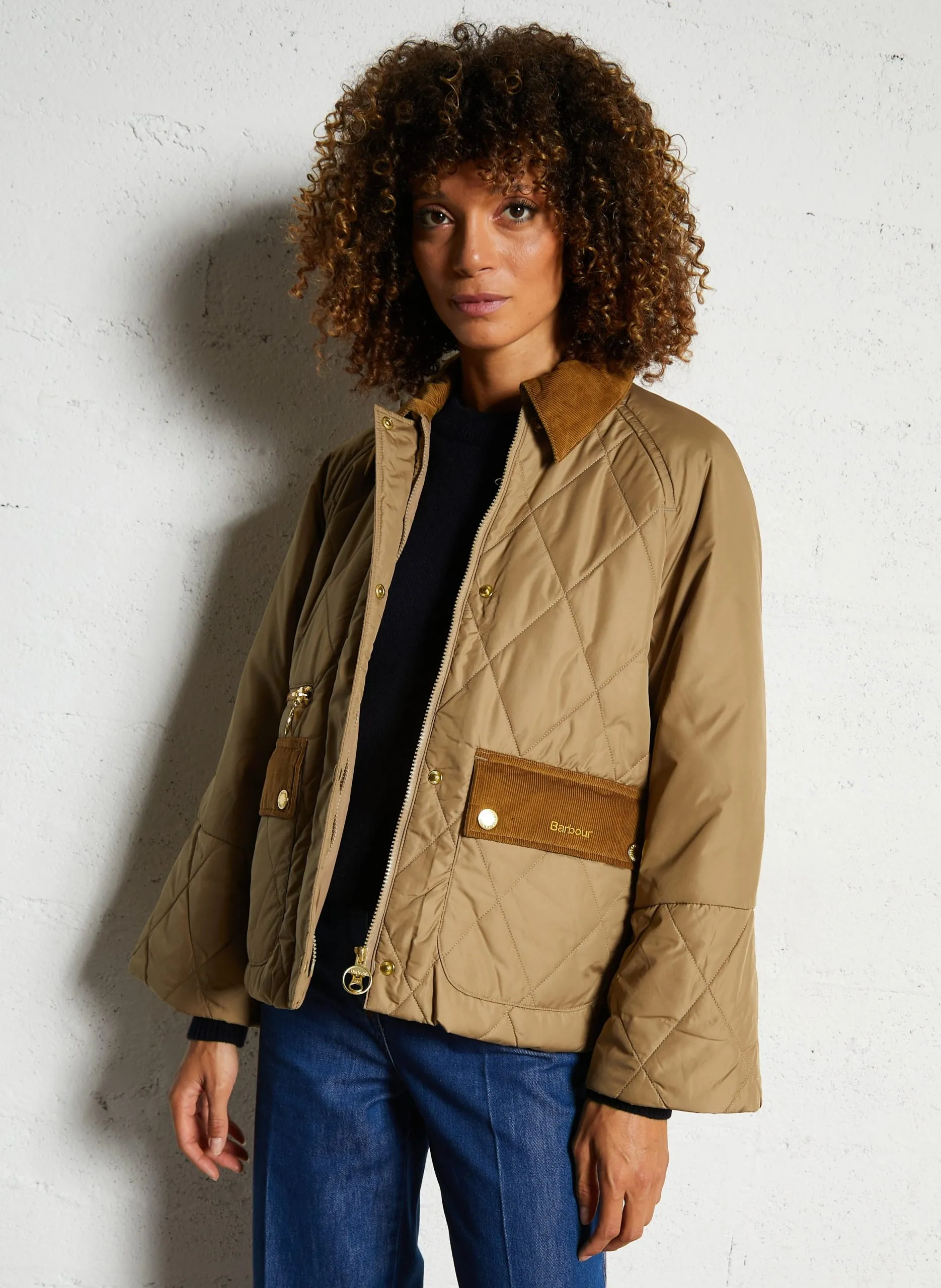 Veste col classique en velours côtelé Beige MARTHA