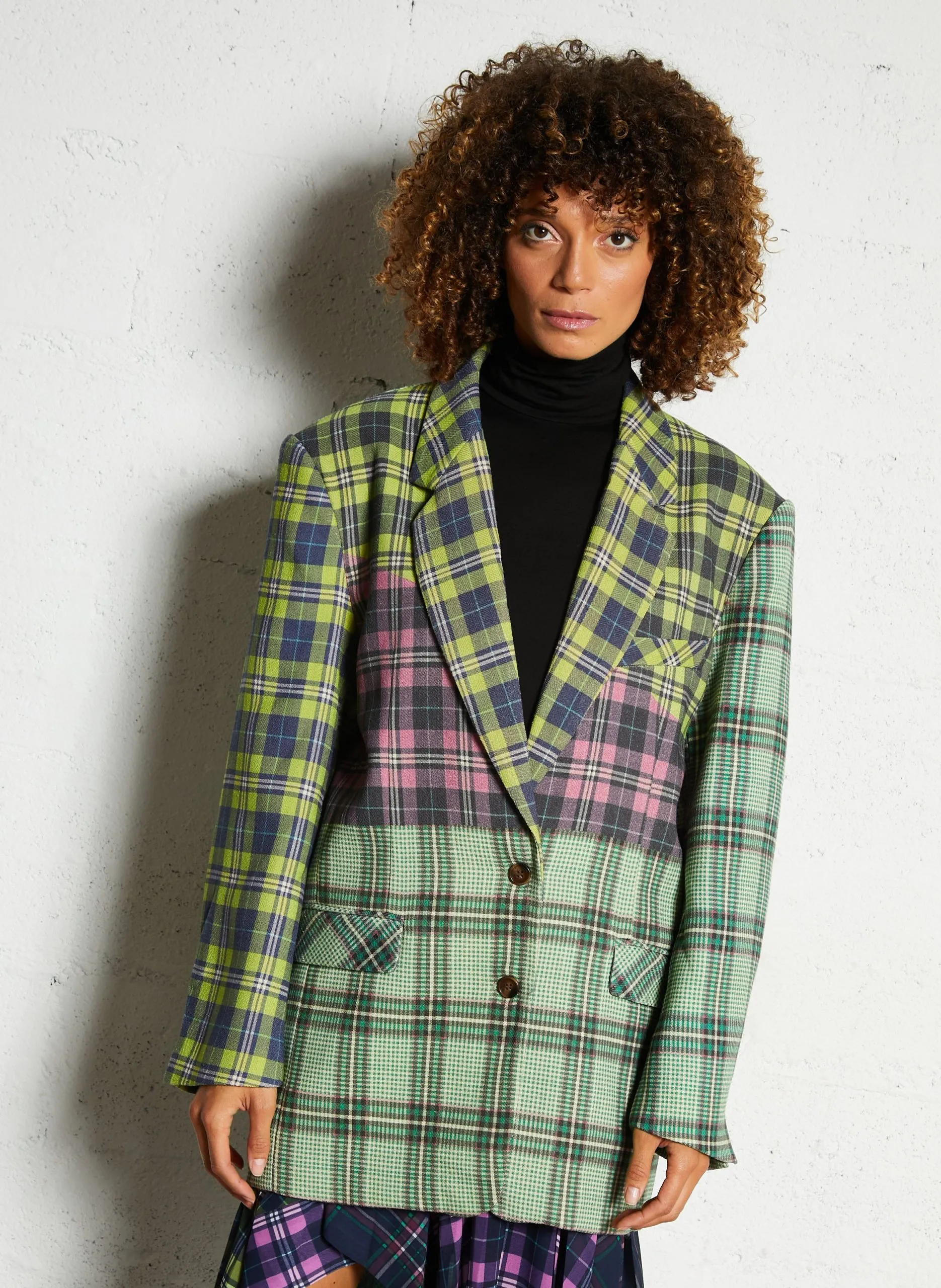 Veste oversize col tailleur à carreaux Multicolore TRAVI
