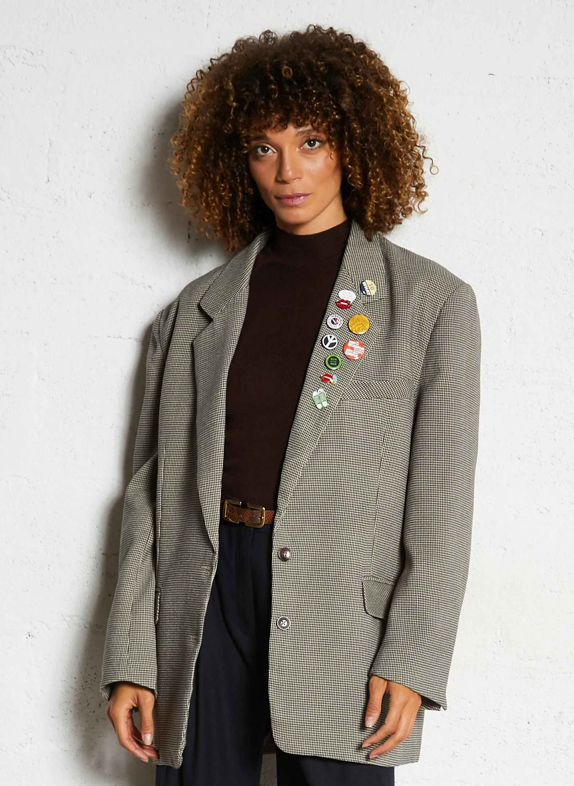 Veste tailleur ample imprimée Beige CRESCENDO