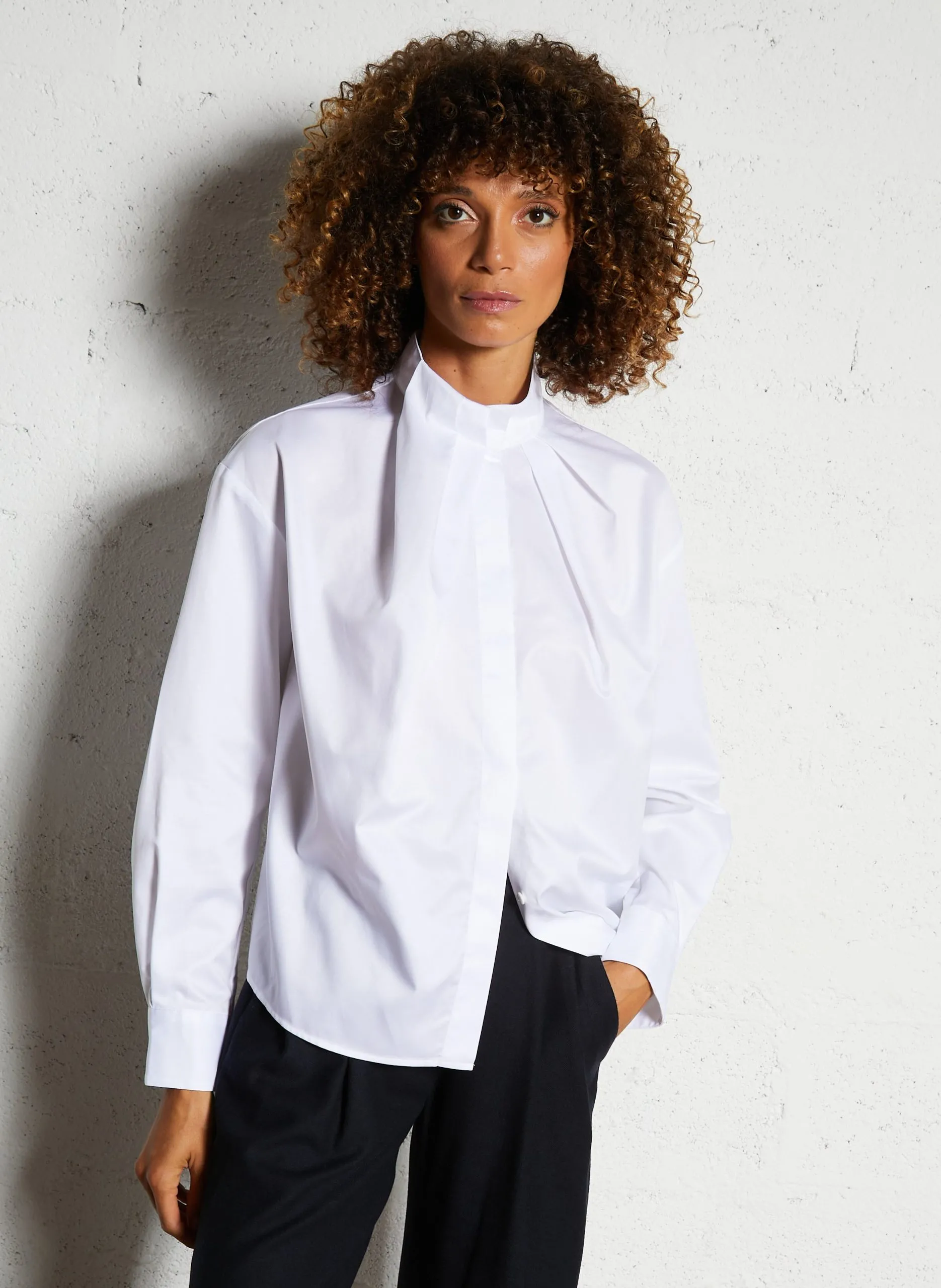 Chemise droite en coton Blanc INDIA