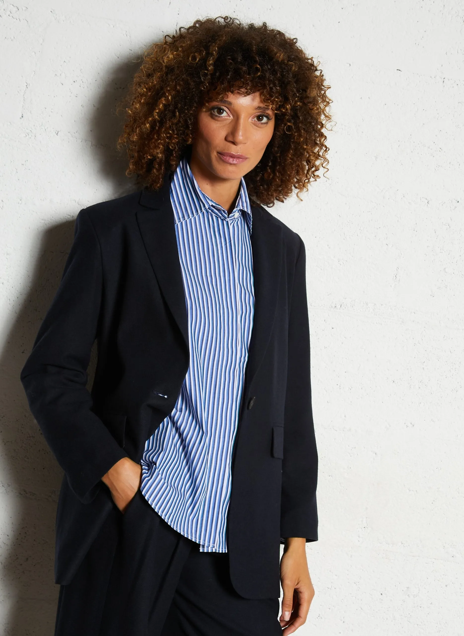 Veste droite col tailleur Bleu VIRINO