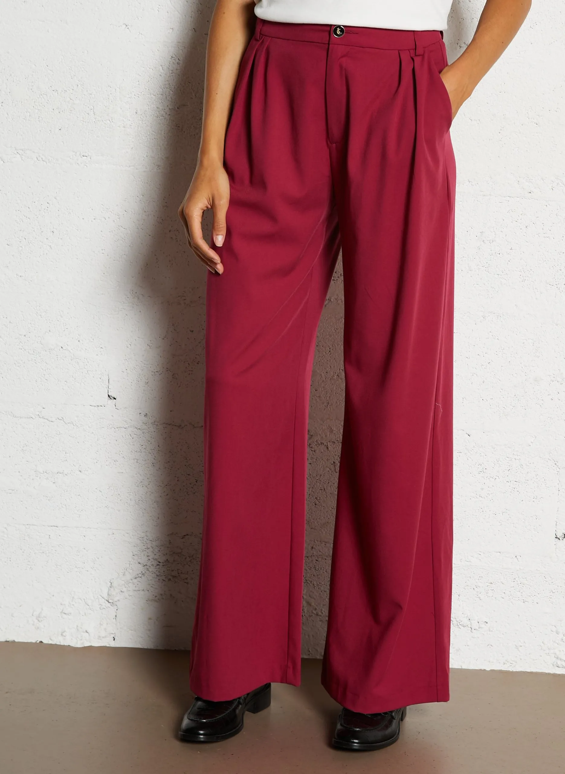 Pantalon tailleur large Rose