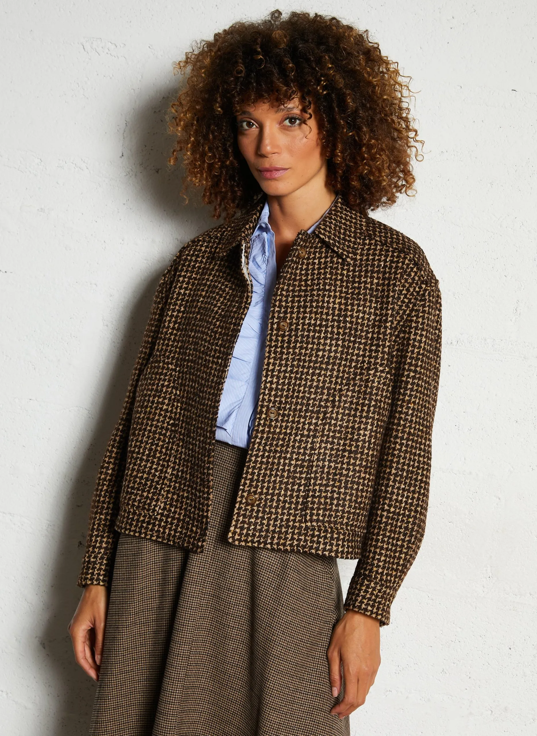 Blouson col classique Marron BAMBINO