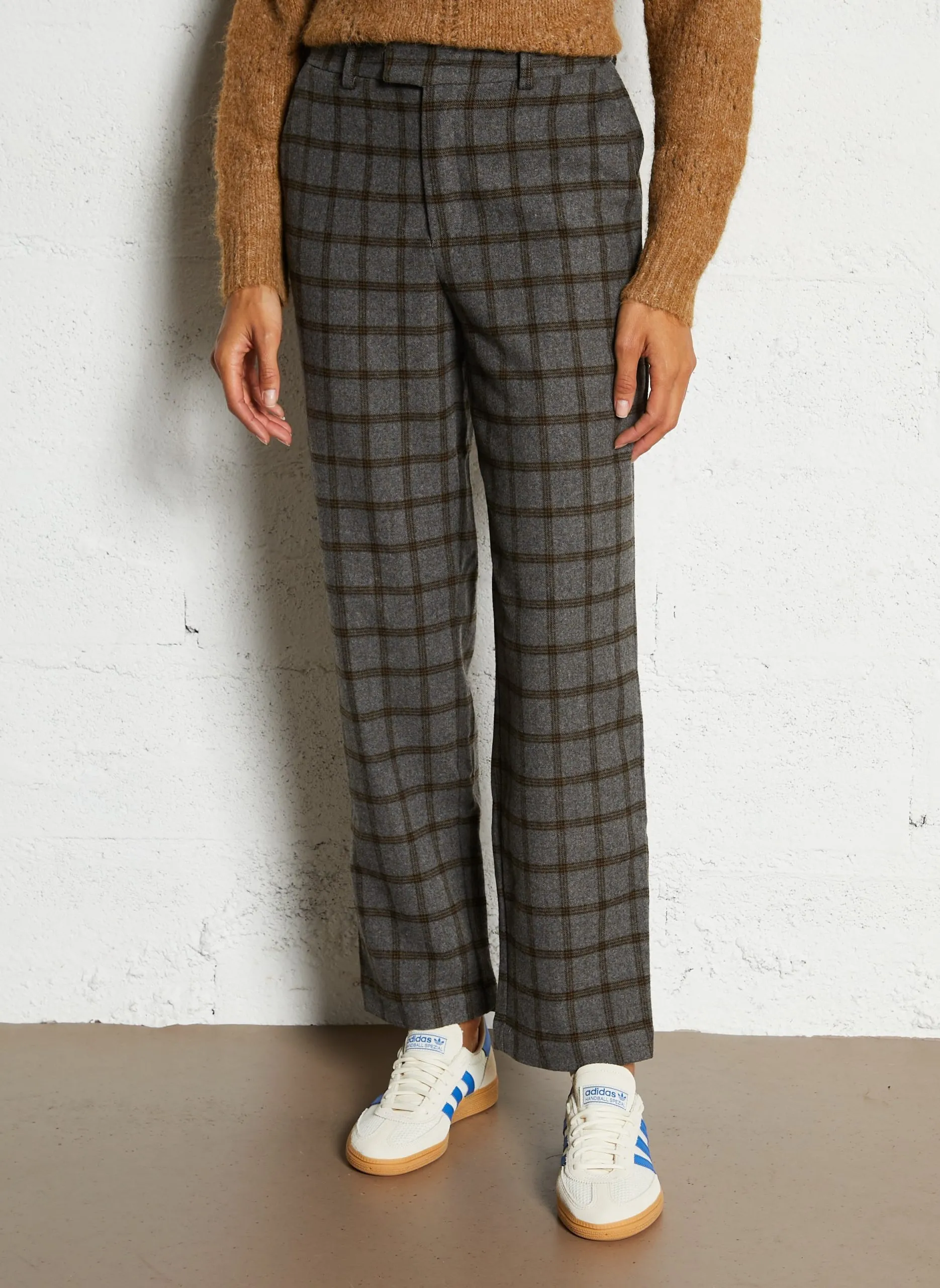 Pantalon droit à carreaux Argent