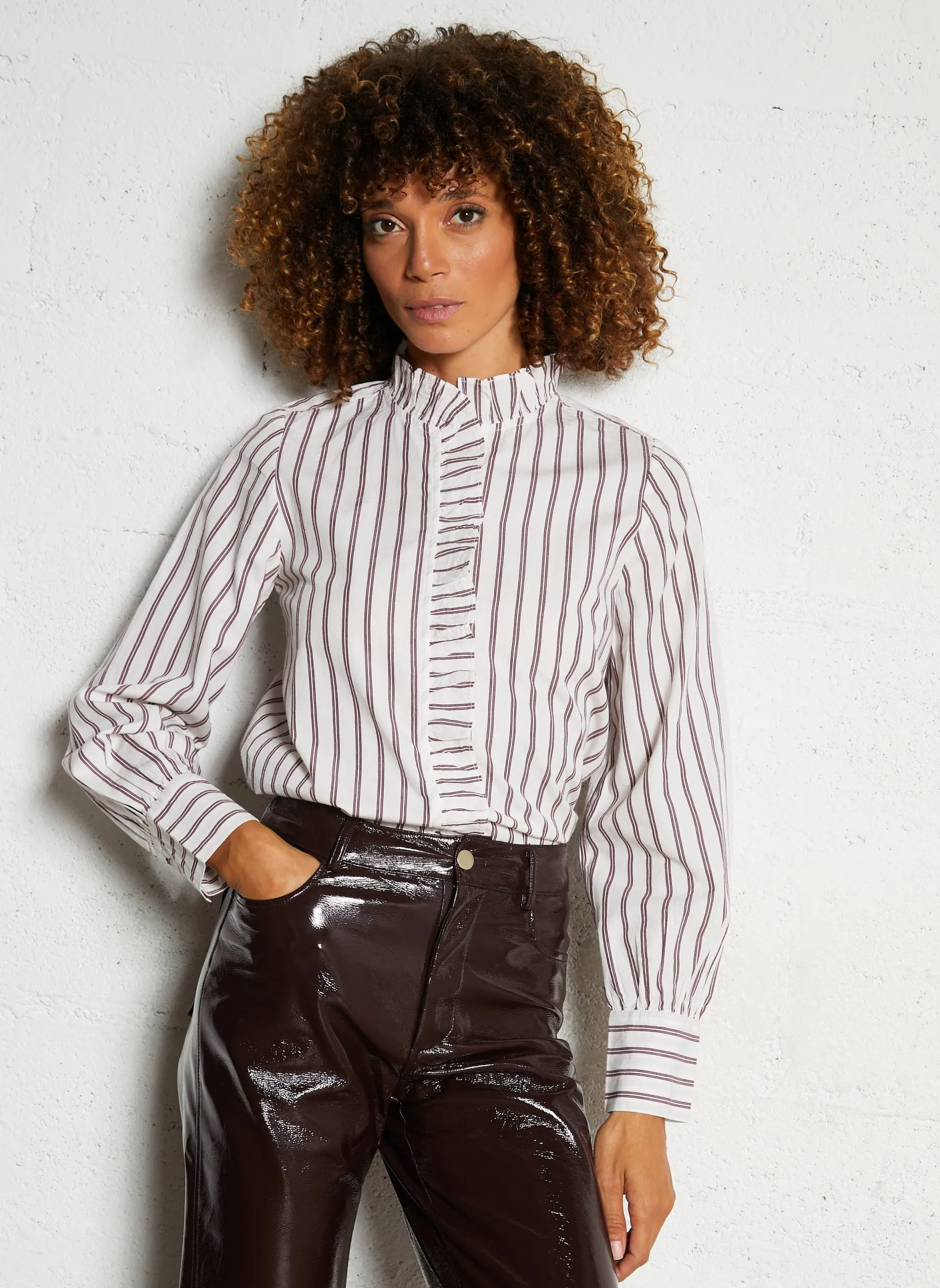 Chemise droite col lavallière en coton Rouge TALCY