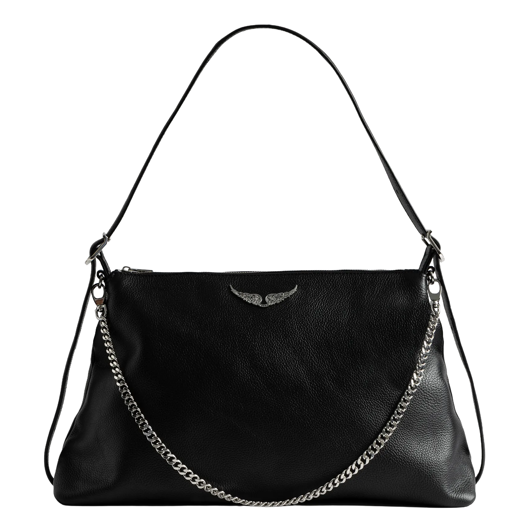 Sac porté épaule en cuir grainé Noir JIM