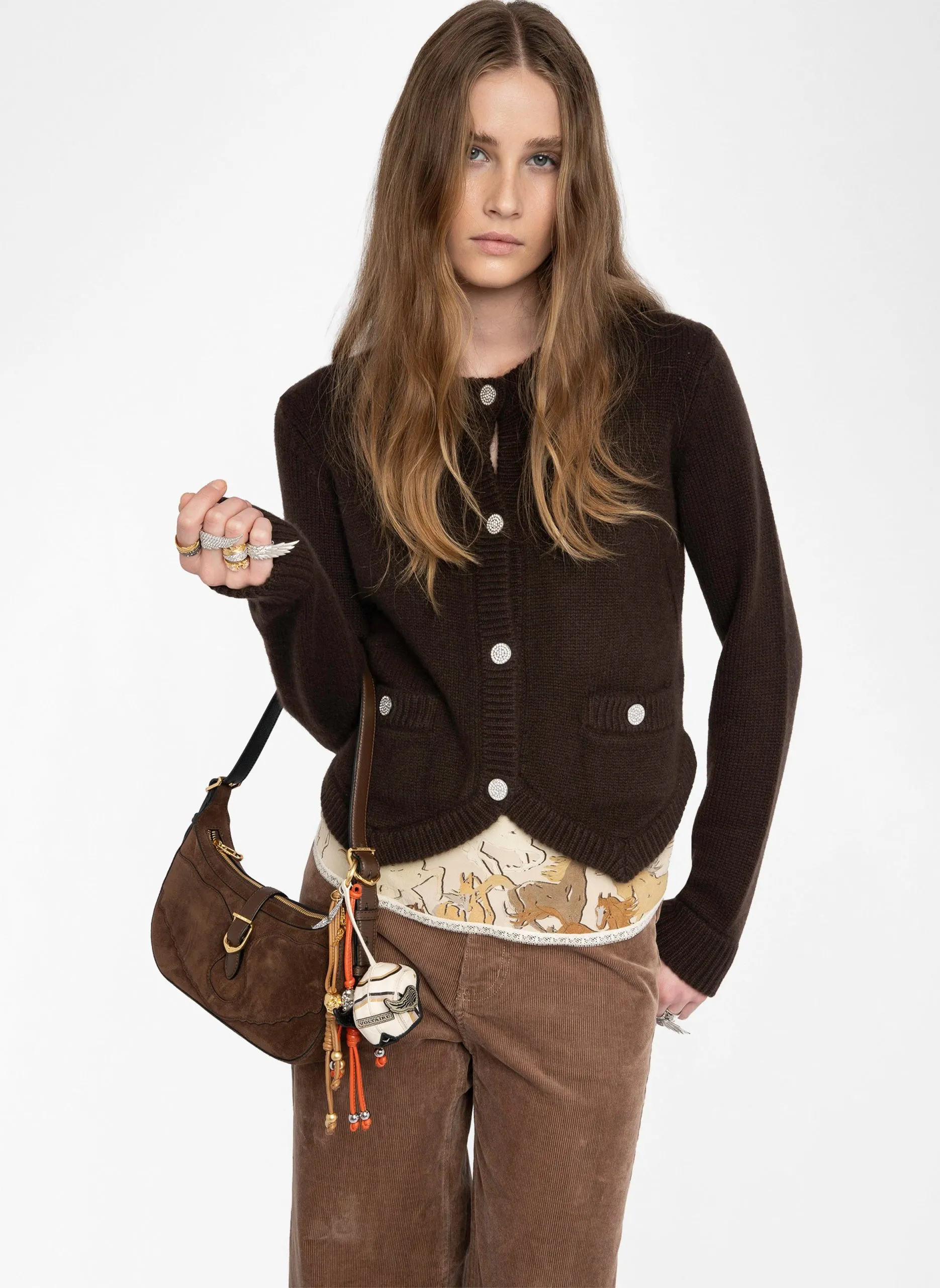 Gilet col rond en cachemire Marron WESTIA