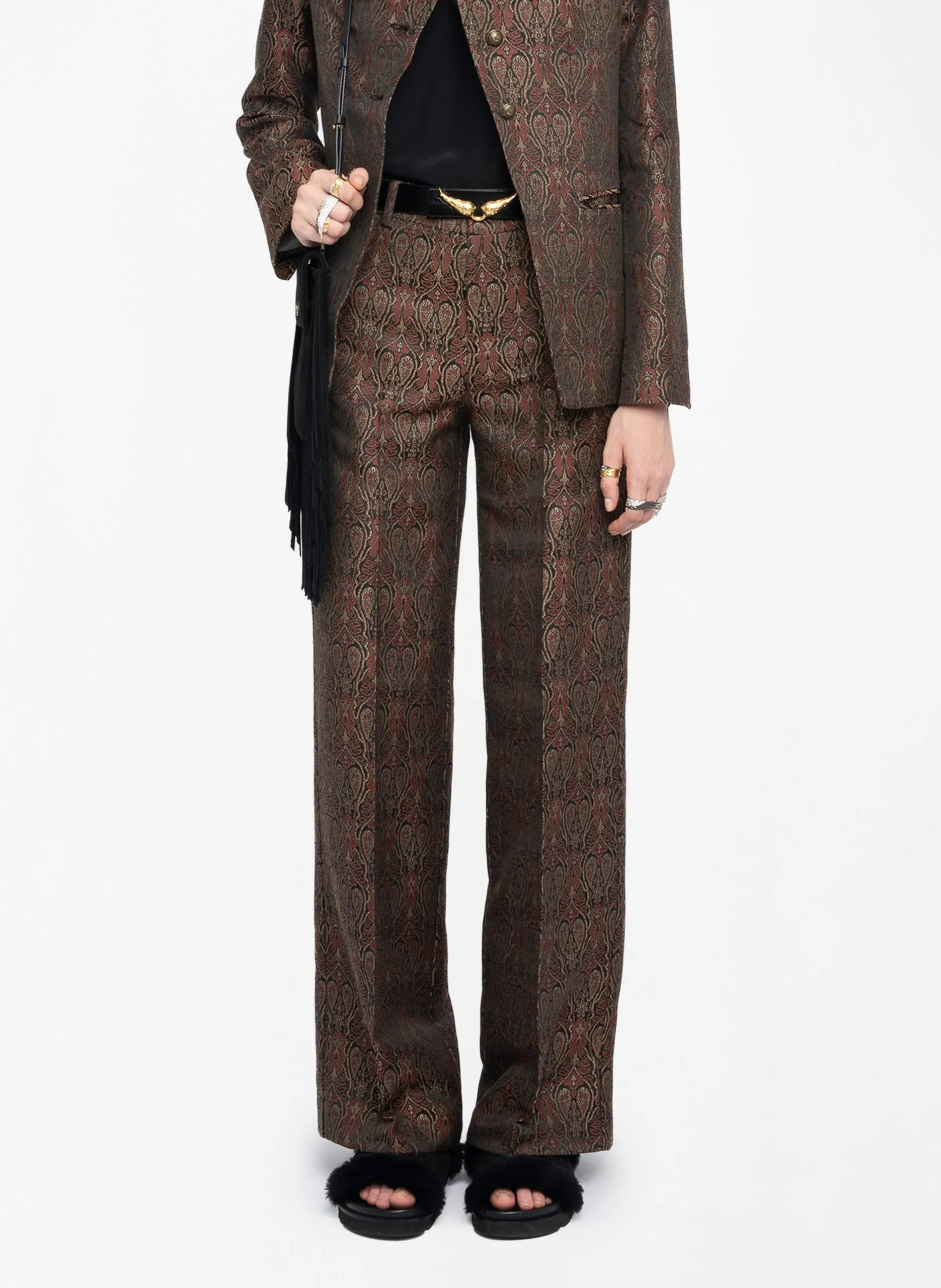 Pantalon droit jacquard Noir PANOL