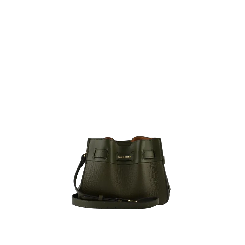 Sac porté épaule - cuir de vachette Kaki