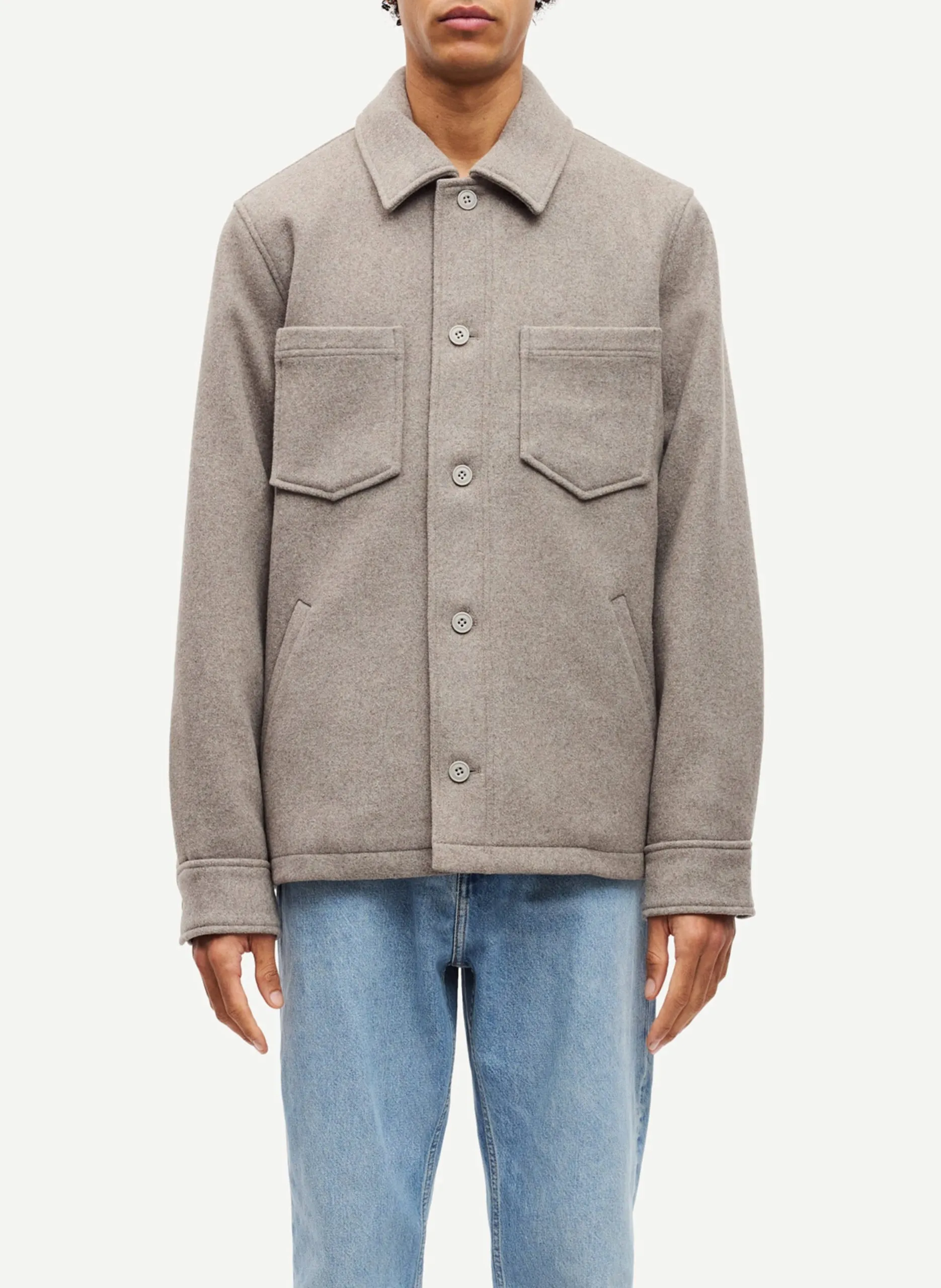 Surchemise col classique en laine mélangée Beige PALLY