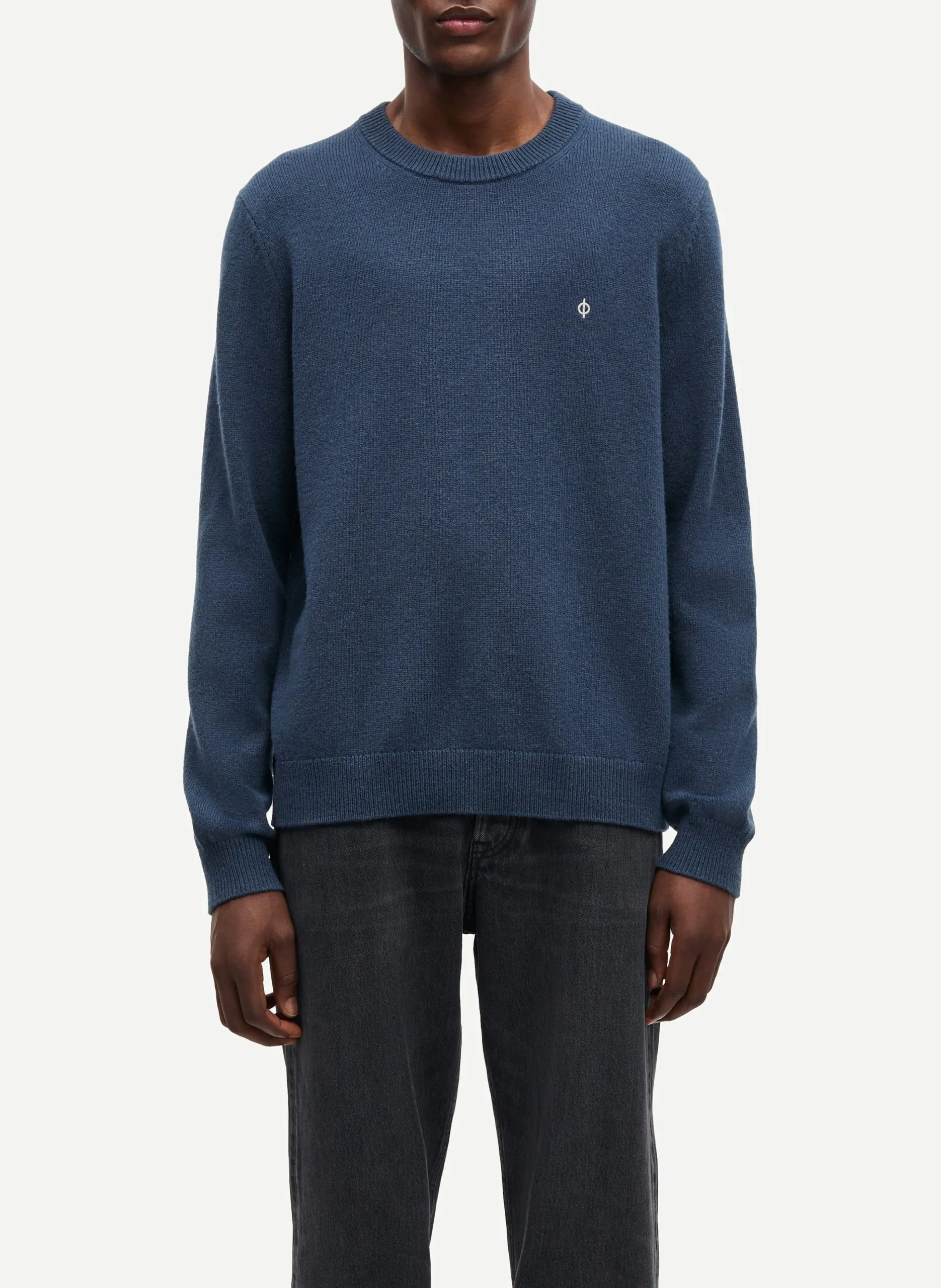 Pull en laine mélangée col rond Bleu SAPATRIK